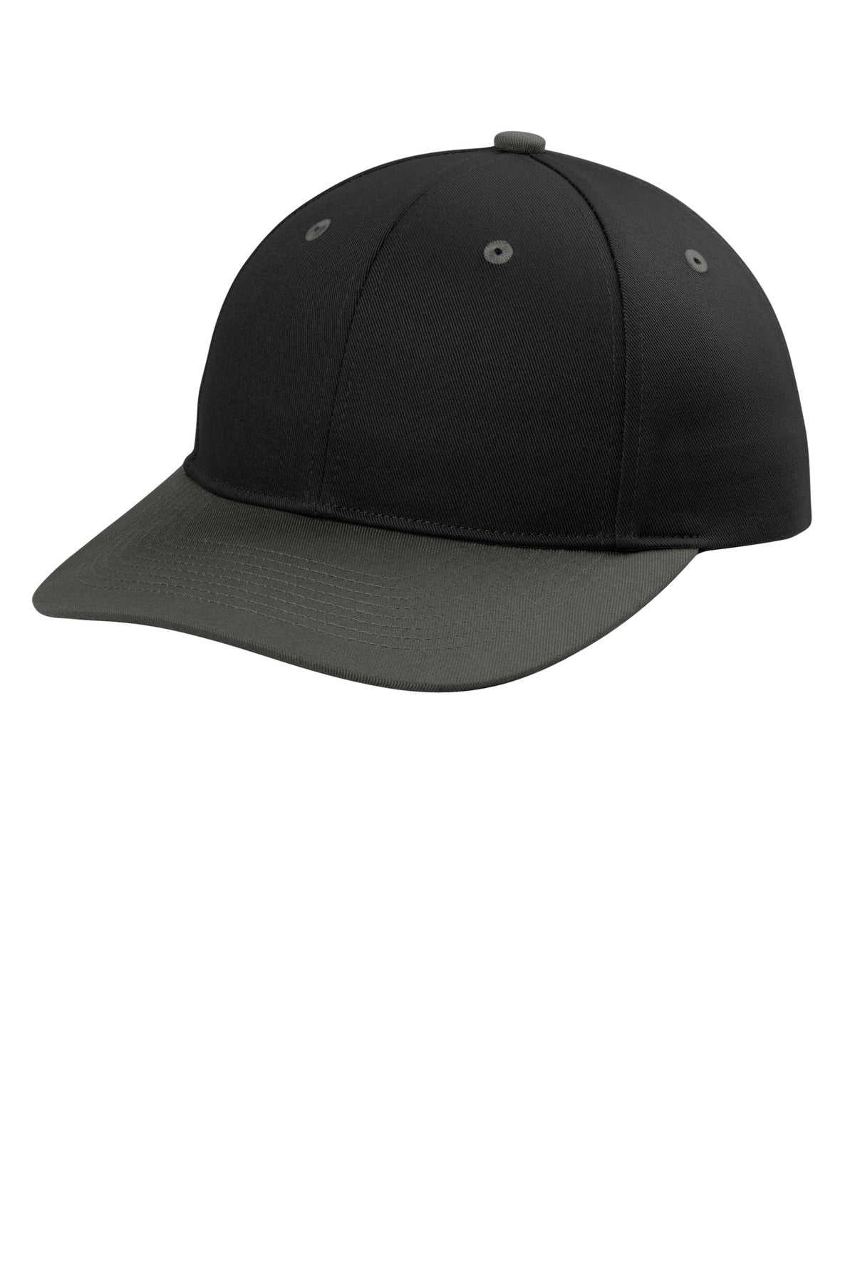 Custom logo Port Authority® Snapback Cap C408 in Black/ Grey Steel