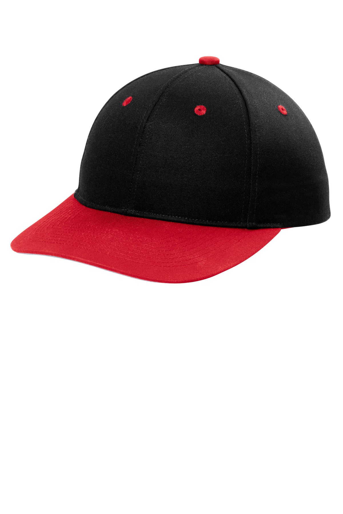 Custom logo Port Authority® Snapback Cap C408 in Black/ True Red