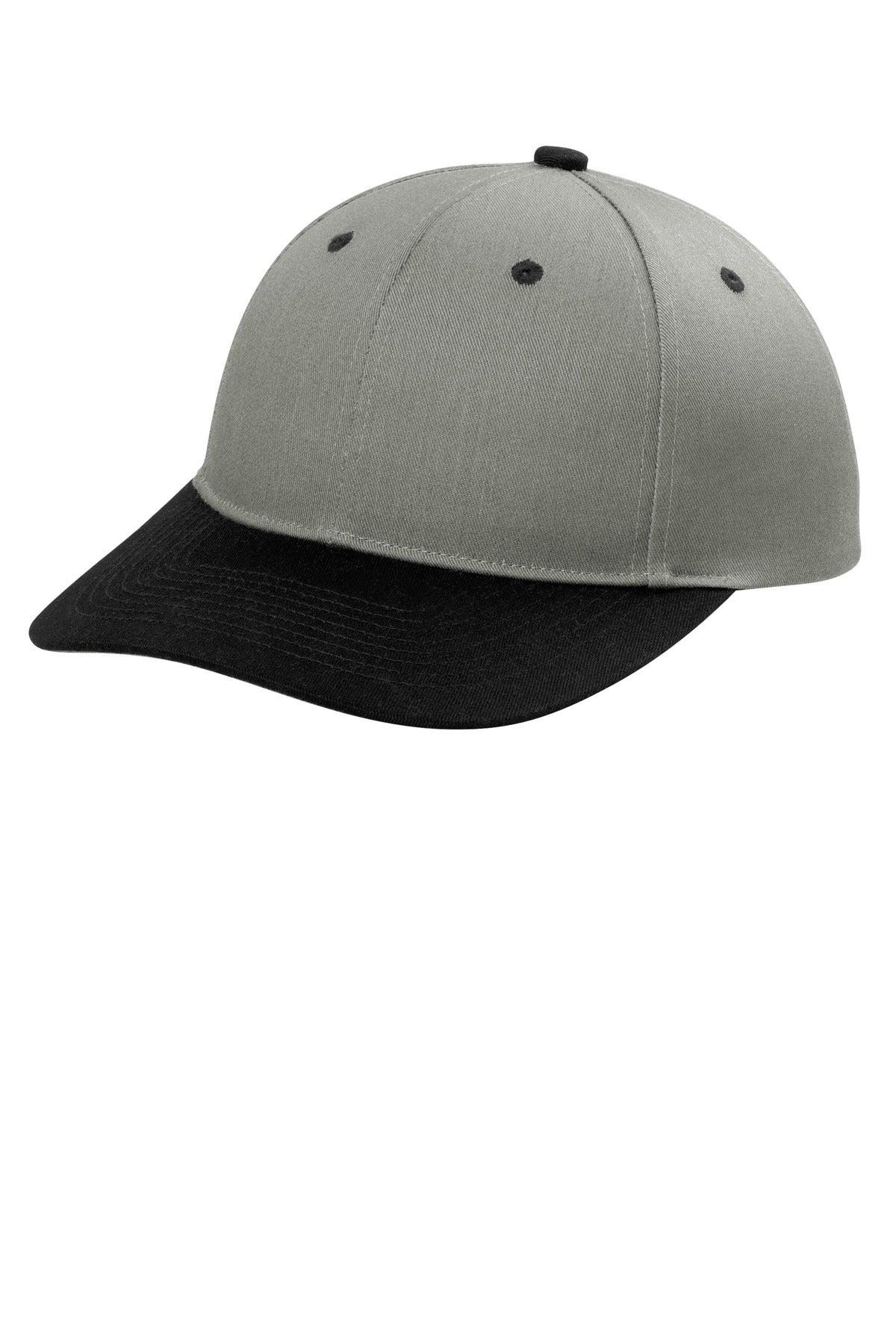 Custom logo Port Authority® Snapback Cap C408 in Heather Grey/ Black