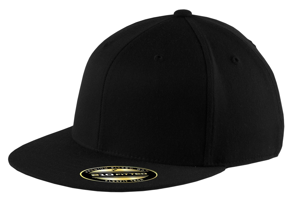 Custom logo Port Authority® Flexfit 210® Flat Bill Cap. C808 in Black