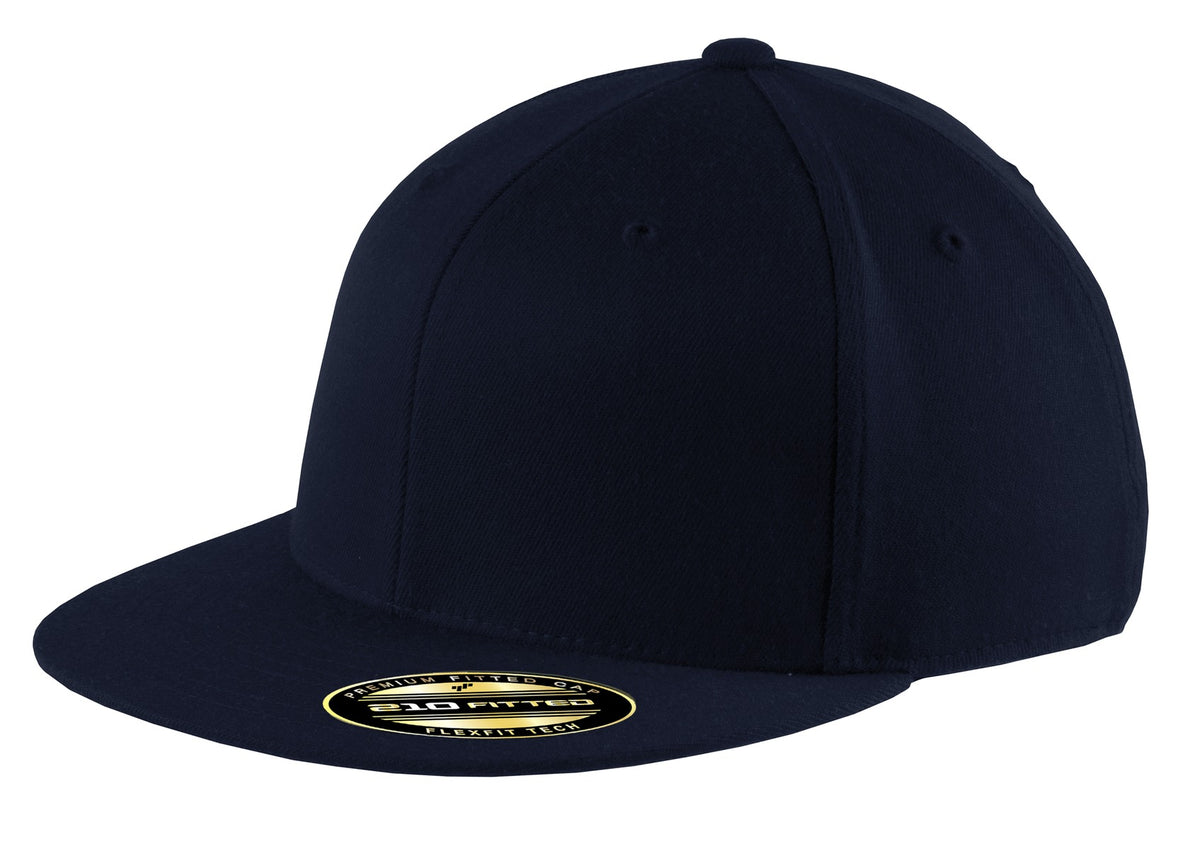Custom logo Port Authority® Flexfit 210® Flat Bill Cap. C808 in Navy
