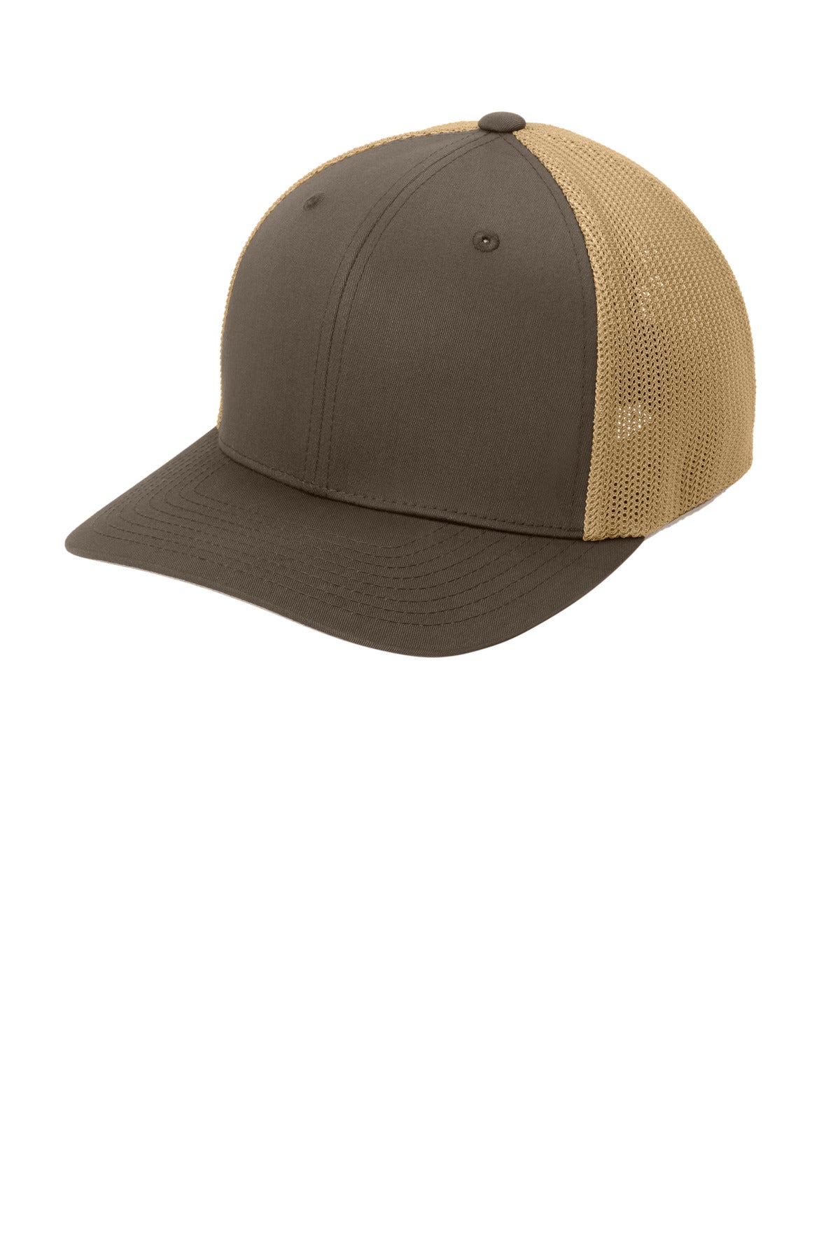 Custom logo Port Authority® Flexfit® Mesh Back Cap. C812 in Brown/ Khaki