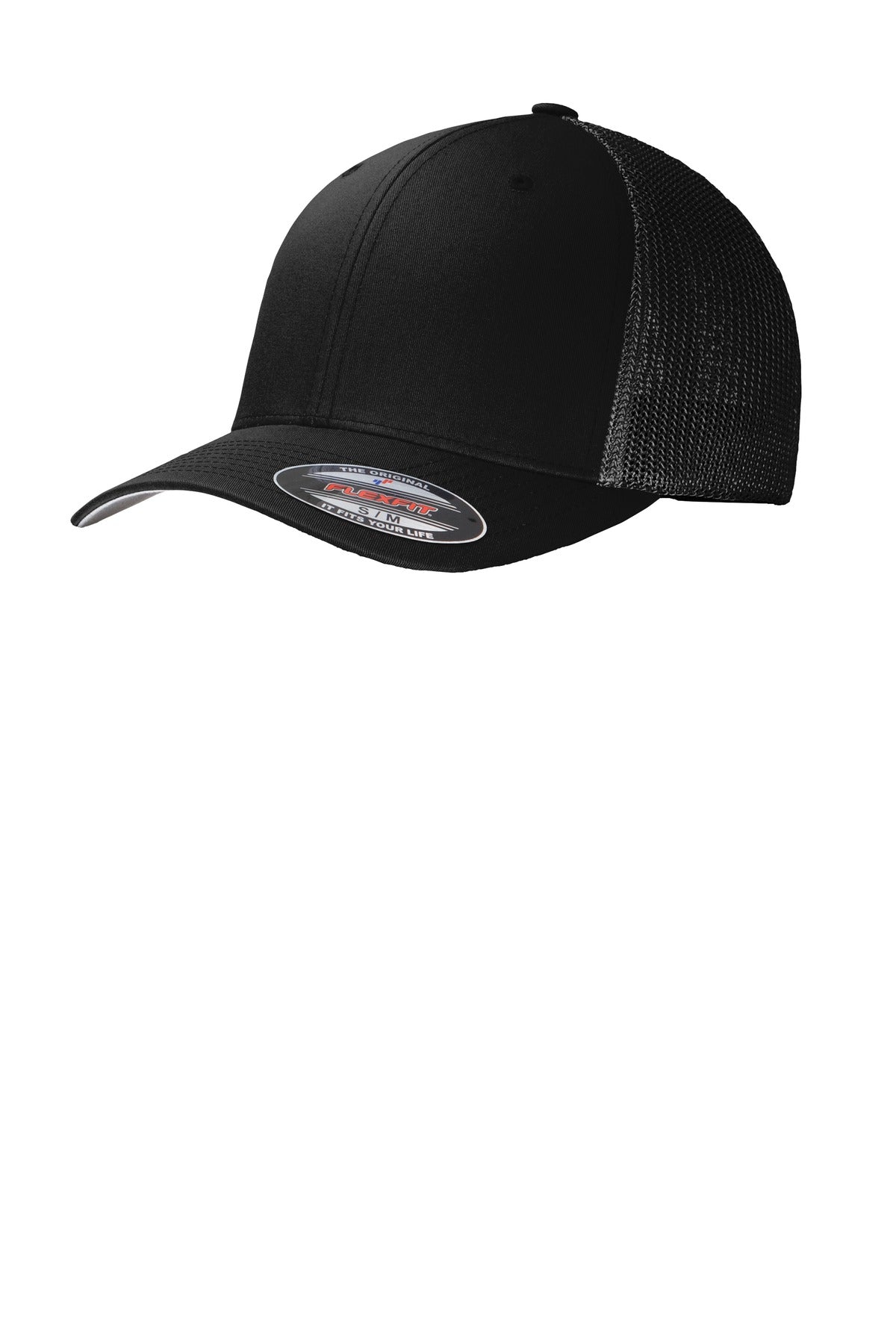 Custom logo Port Authority® Flexfit® Mesh Back Cap. C812 in Black/ Black