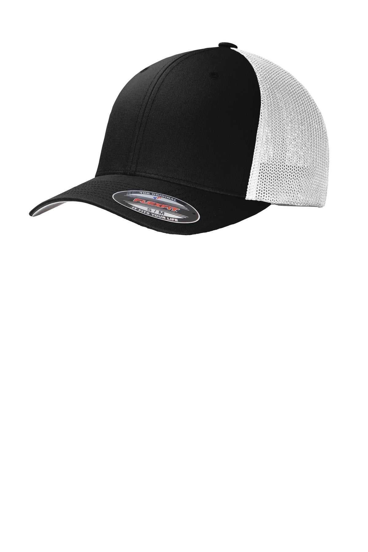 Custom logo Port Authority® Flexfit® Mesh Back Cap. C812 in Black/ White