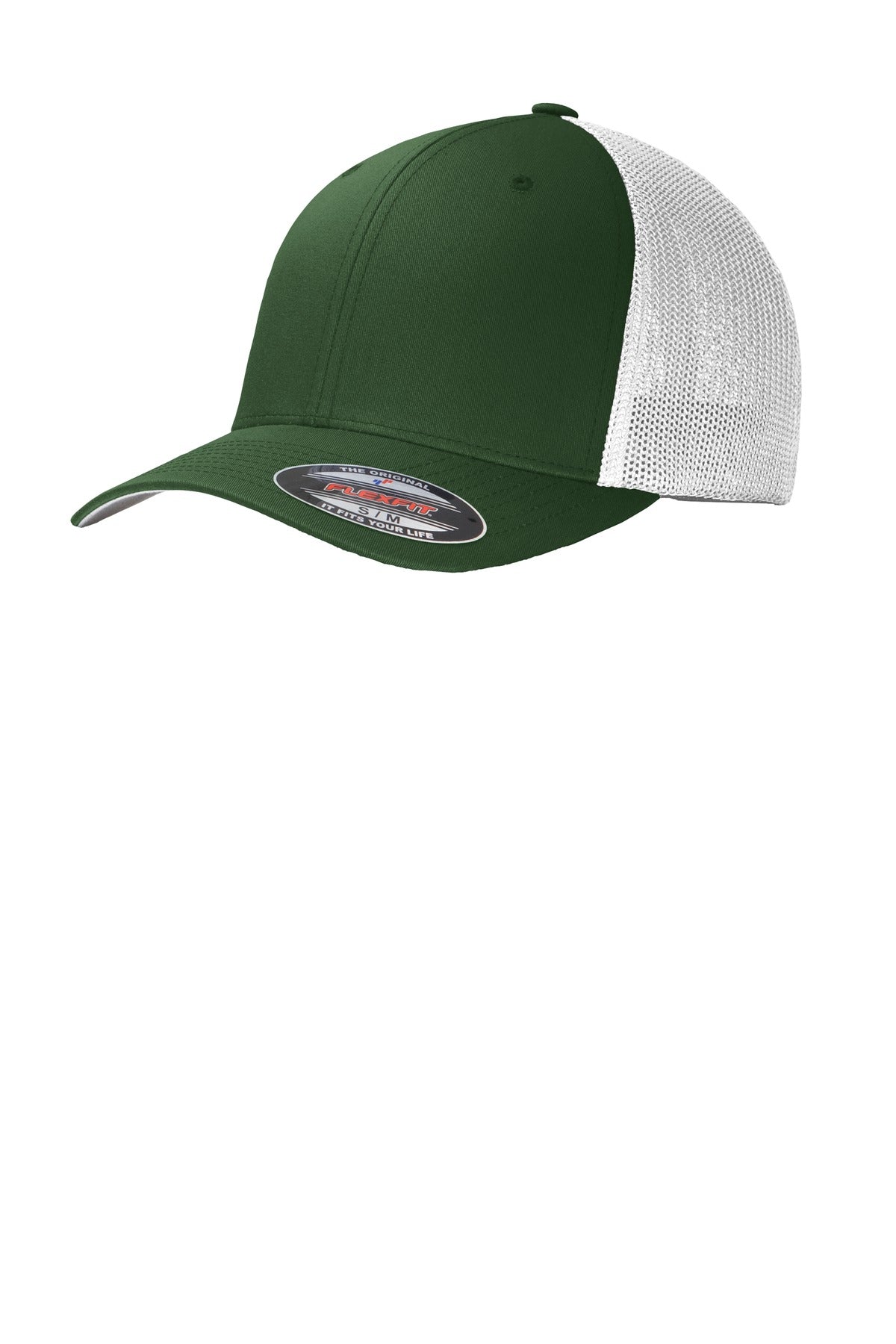 Custom logo Port Authority® Flexfit® Mesh Back Cap. C812 in Forest Green/ White