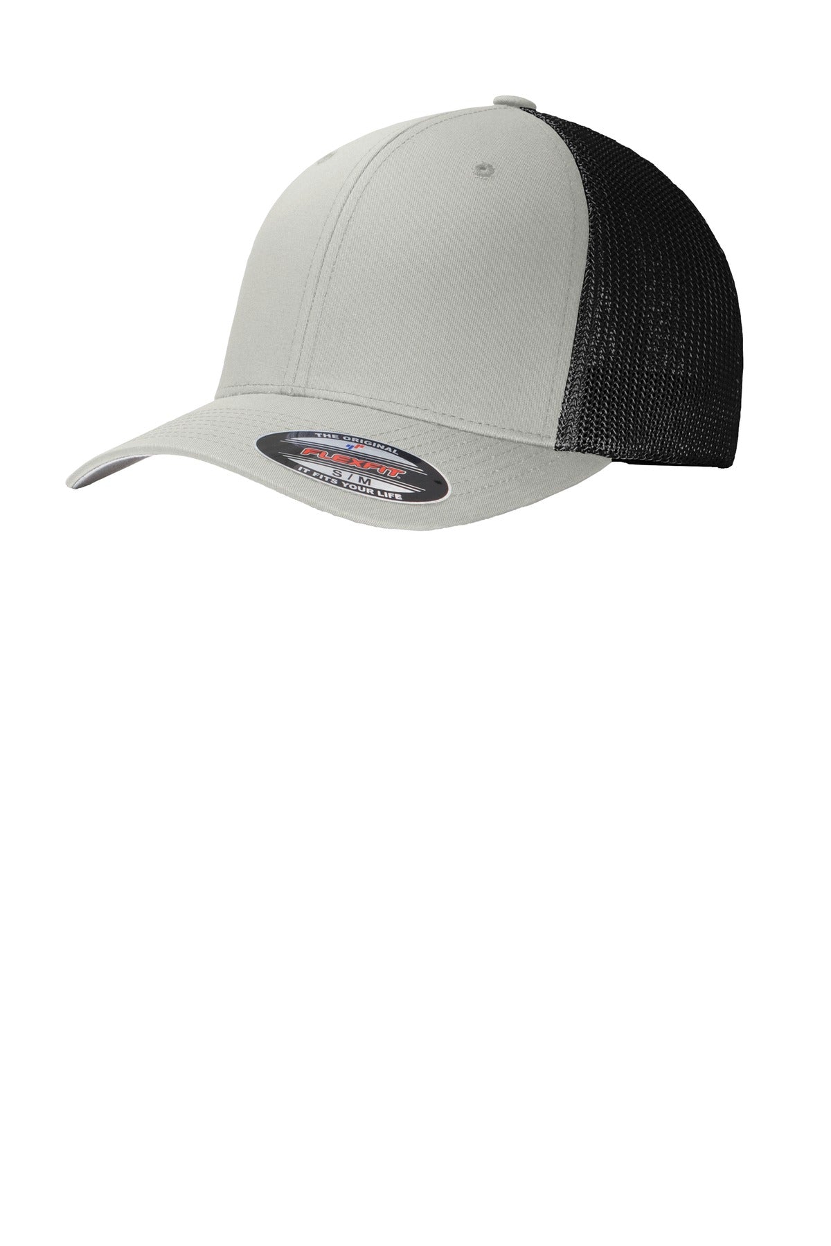 Custom logo Port Authority® Flexfit® Mesh Back Cap. C812 in Silver/ Black