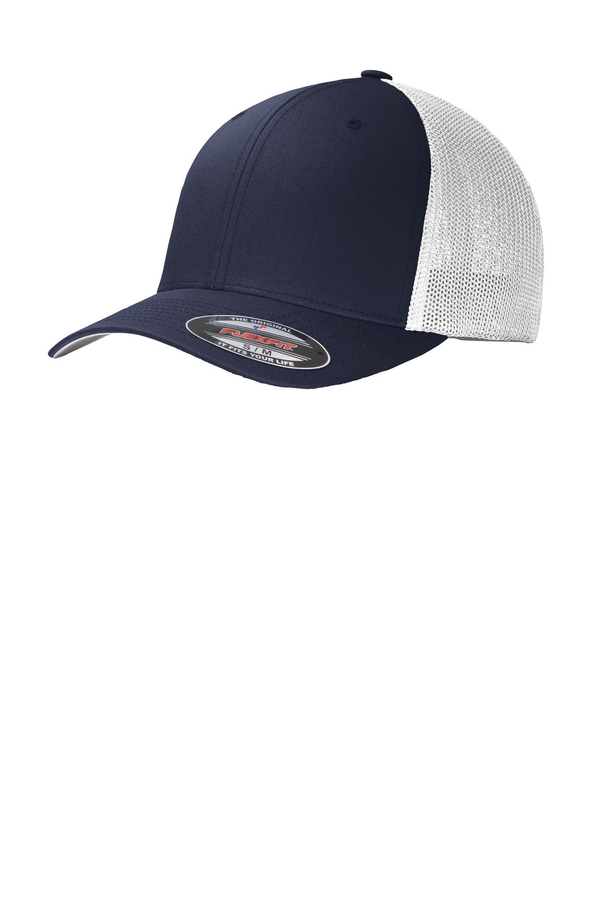 Custom logo Port Authority® Flexfit® Mesh Back Cap. C812 in True Navy/ White