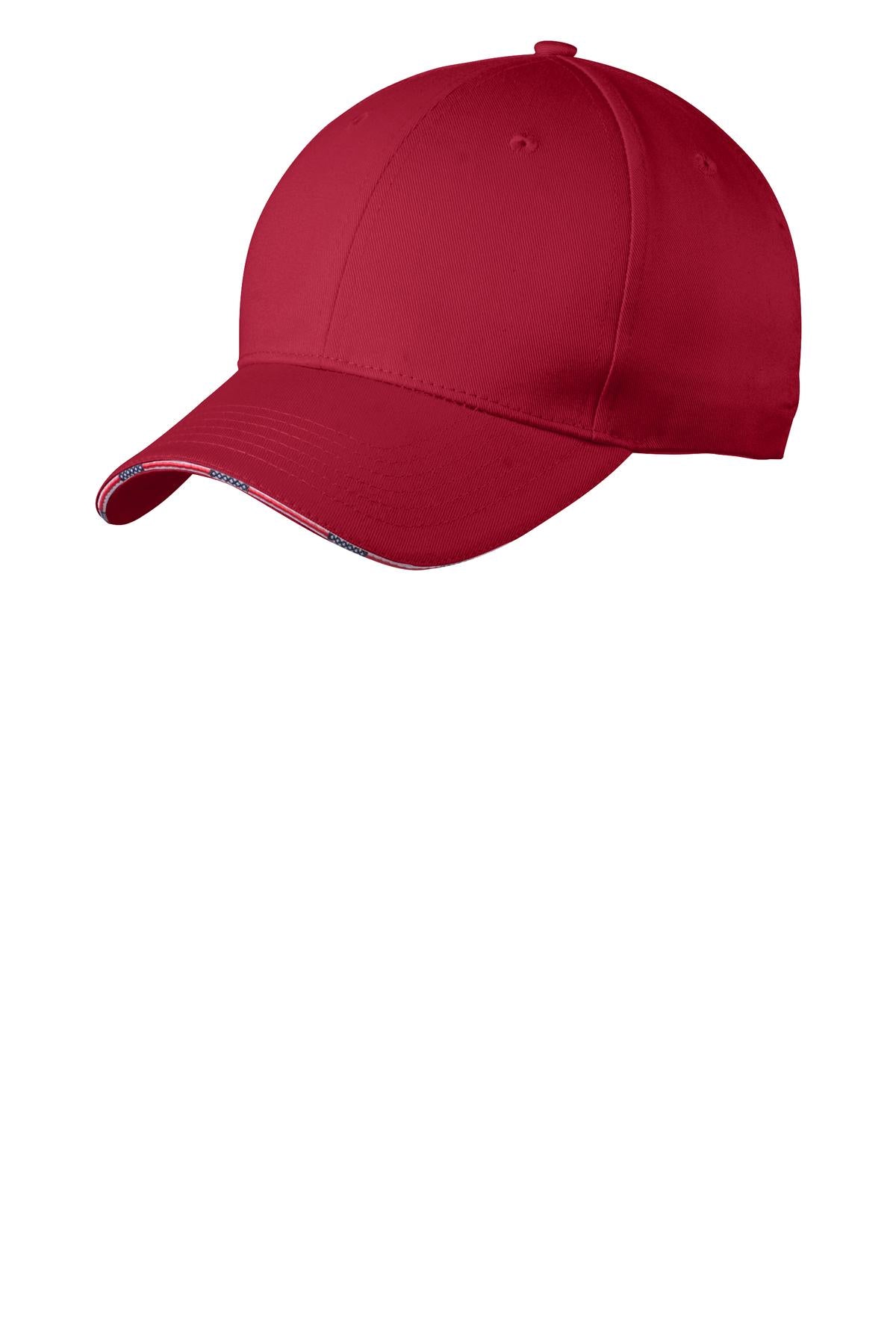 Custom logo Port Authority® Americana Flag Sandwich Cap. C829 in Deep Red