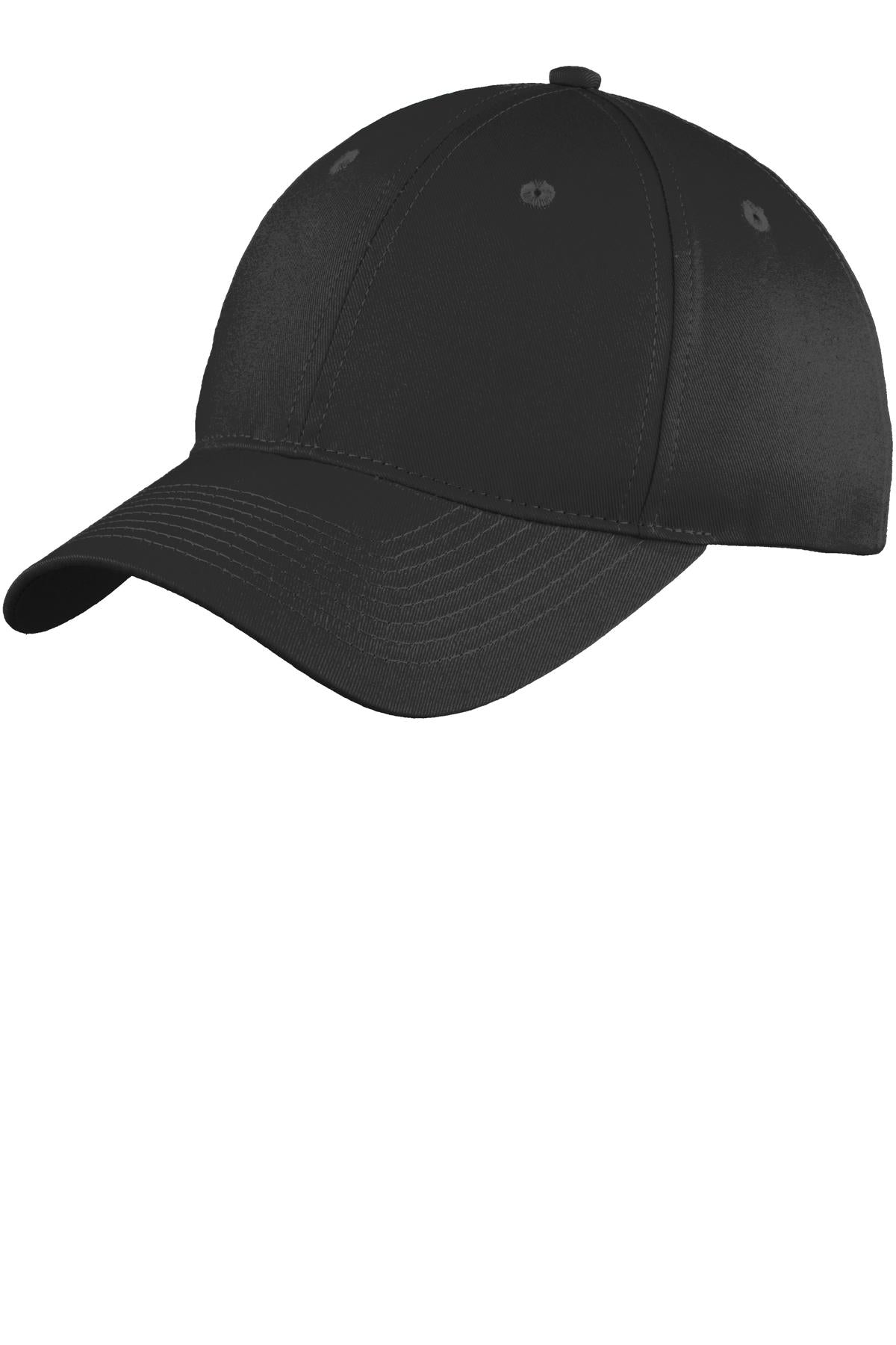 Custom logo Port Authority® Youth Six-Panel Unstructured Twill Cap. YC914 in Black
