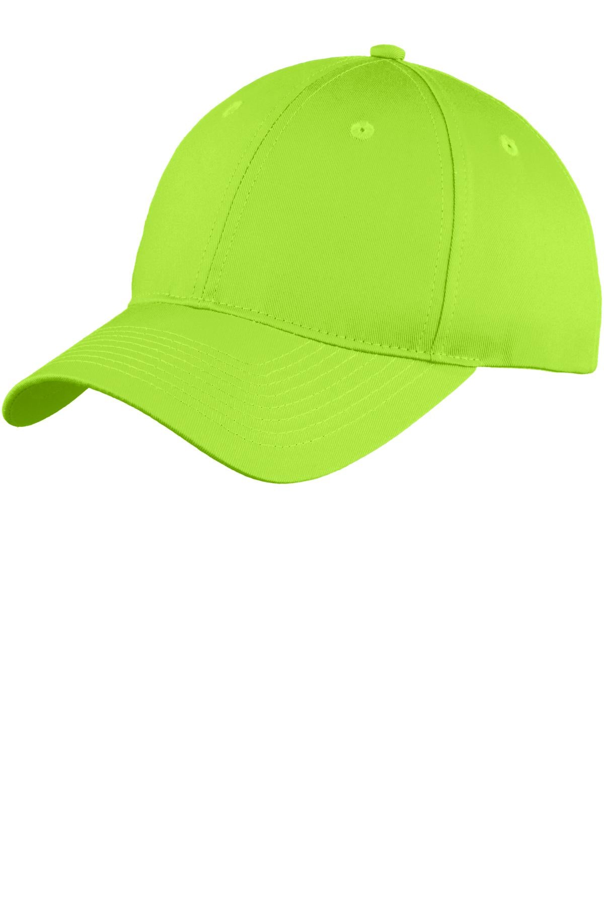 Custom logo Port Authority® Six-Panel Unstructured Twill Cap. C914 in Lime