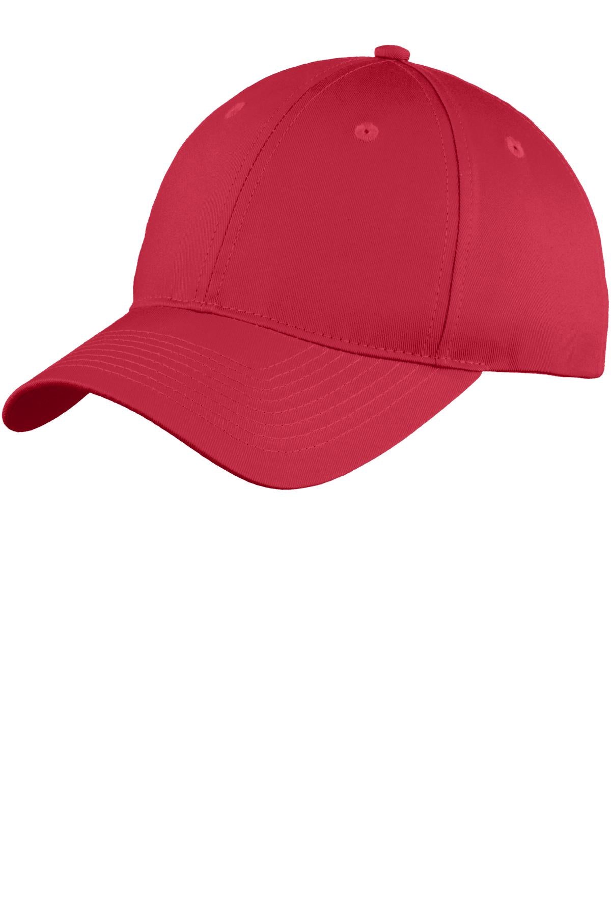 Custom logo Port Authority® Youth Six-Panel Unstructured Twill Cap. YC914 in Red