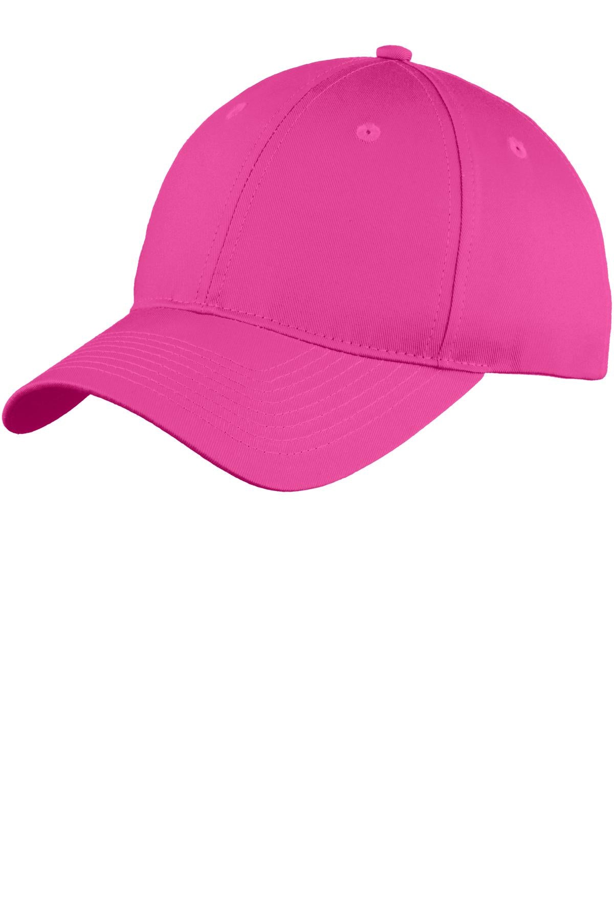 Custom logo Port Authority® Six-Panel Unstructured Twill Cap. C914 in Sangria
