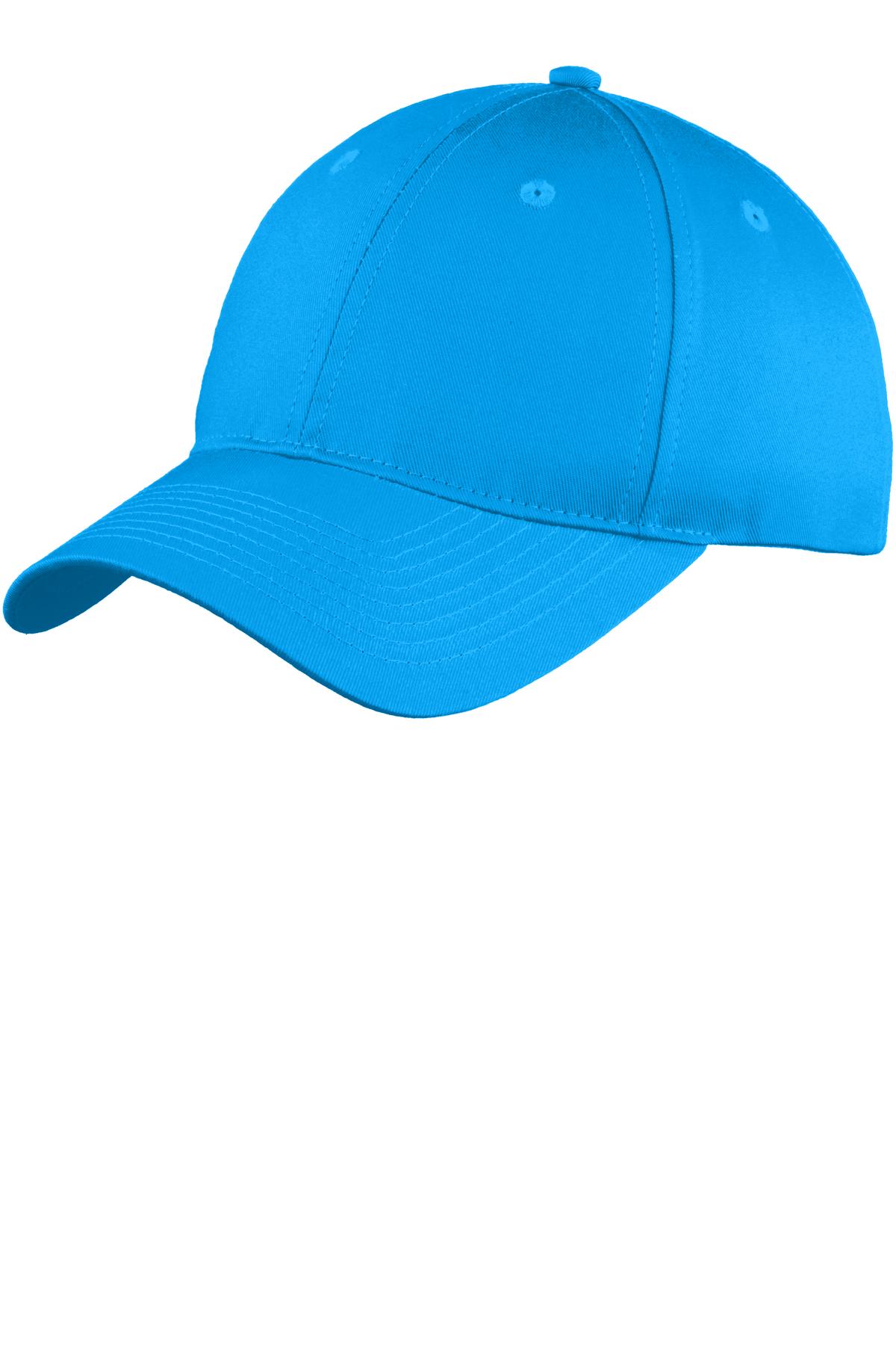 Custom logo Port Authority® Youth Six-Panel Unstructured Twill Cap. YC914 in Sapphire