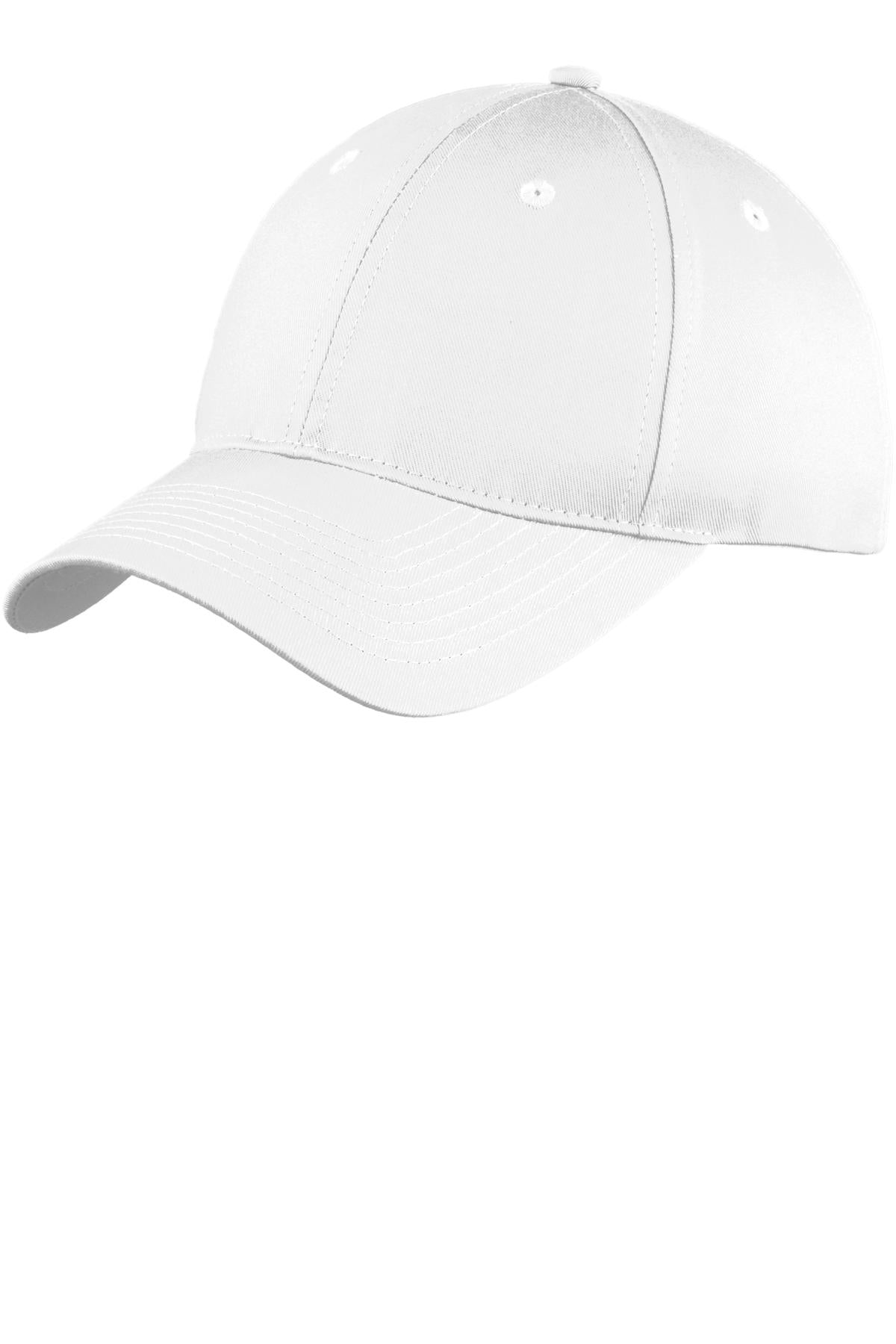 Custom logo Port Authority® Youth Six-Panel Unstructured Twill Cap. YC914 in White