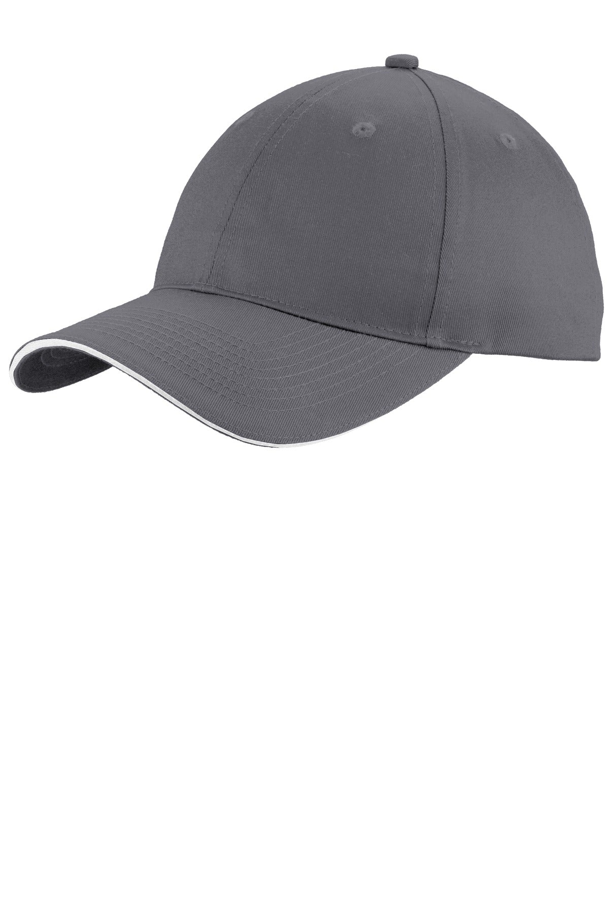 Custom logo Port Authority® Unstructured Sandwich Bill Cap. C919 in Charcoal/ White
