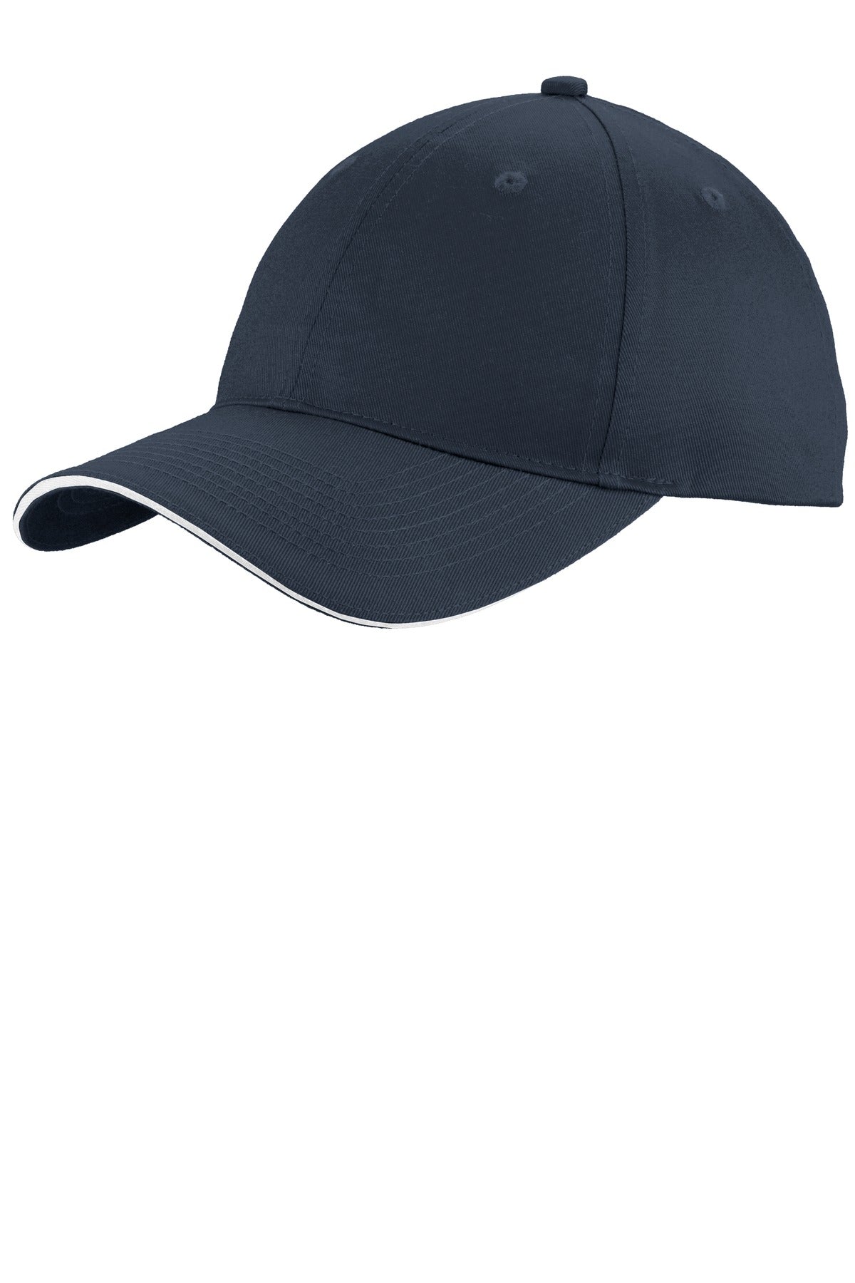 Custom logo Port Authority® Unstructured Sandwich Bill Cap. C919 in Navy/ White