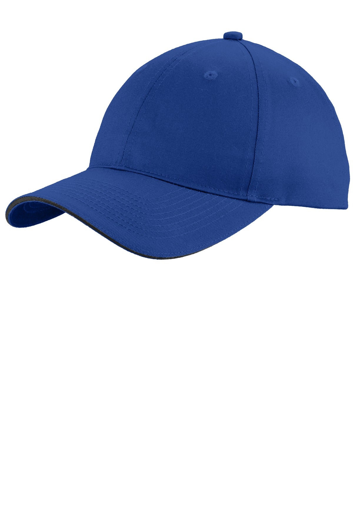 Custom logo Port Authority® Unstructured Sandwich Bill Cap. C919 in Royal/ Black