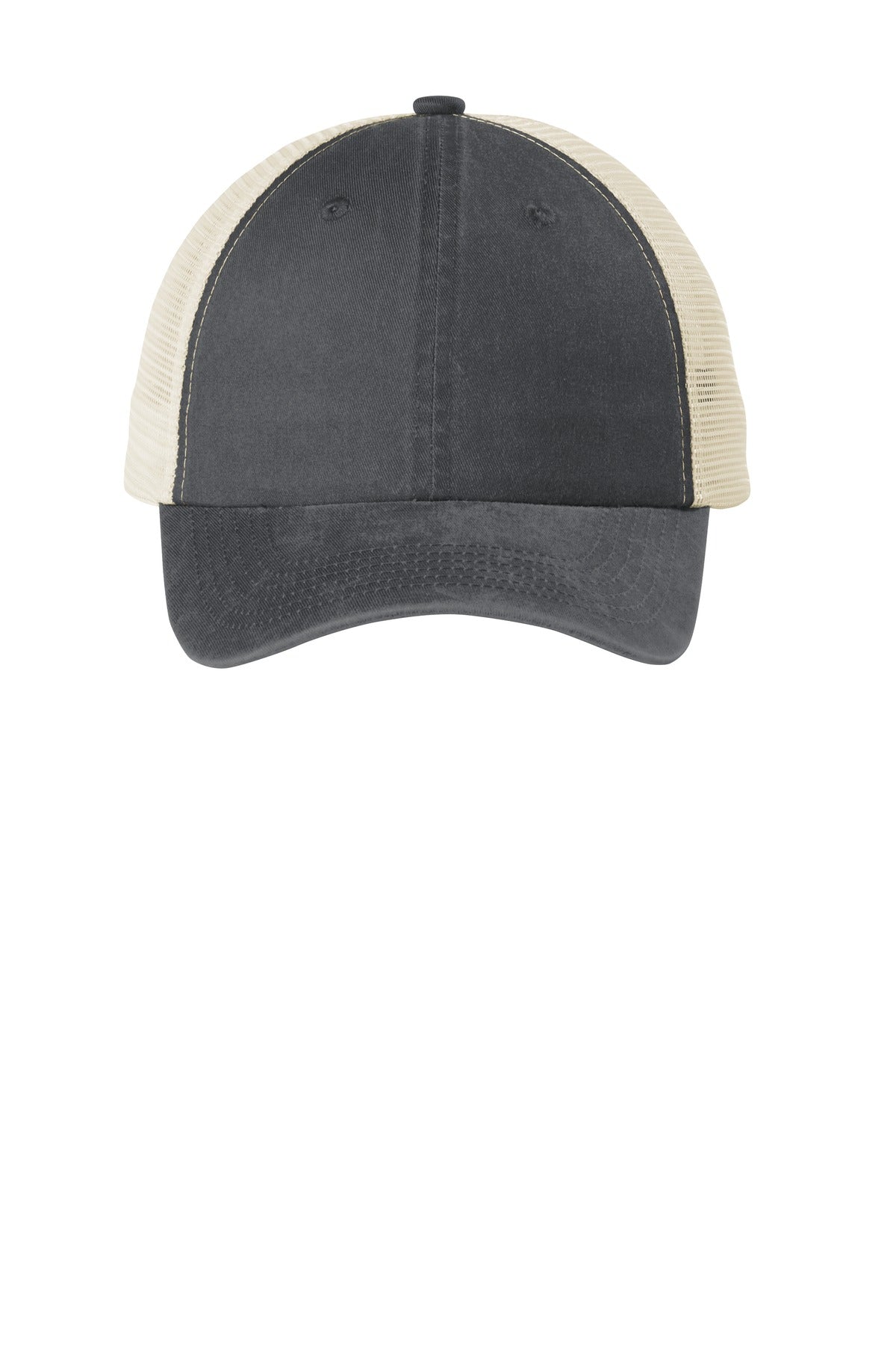 Custom logo Port Authority ® Beach Wash ® Mesh Back Cap. C943 in Coal/ Stone