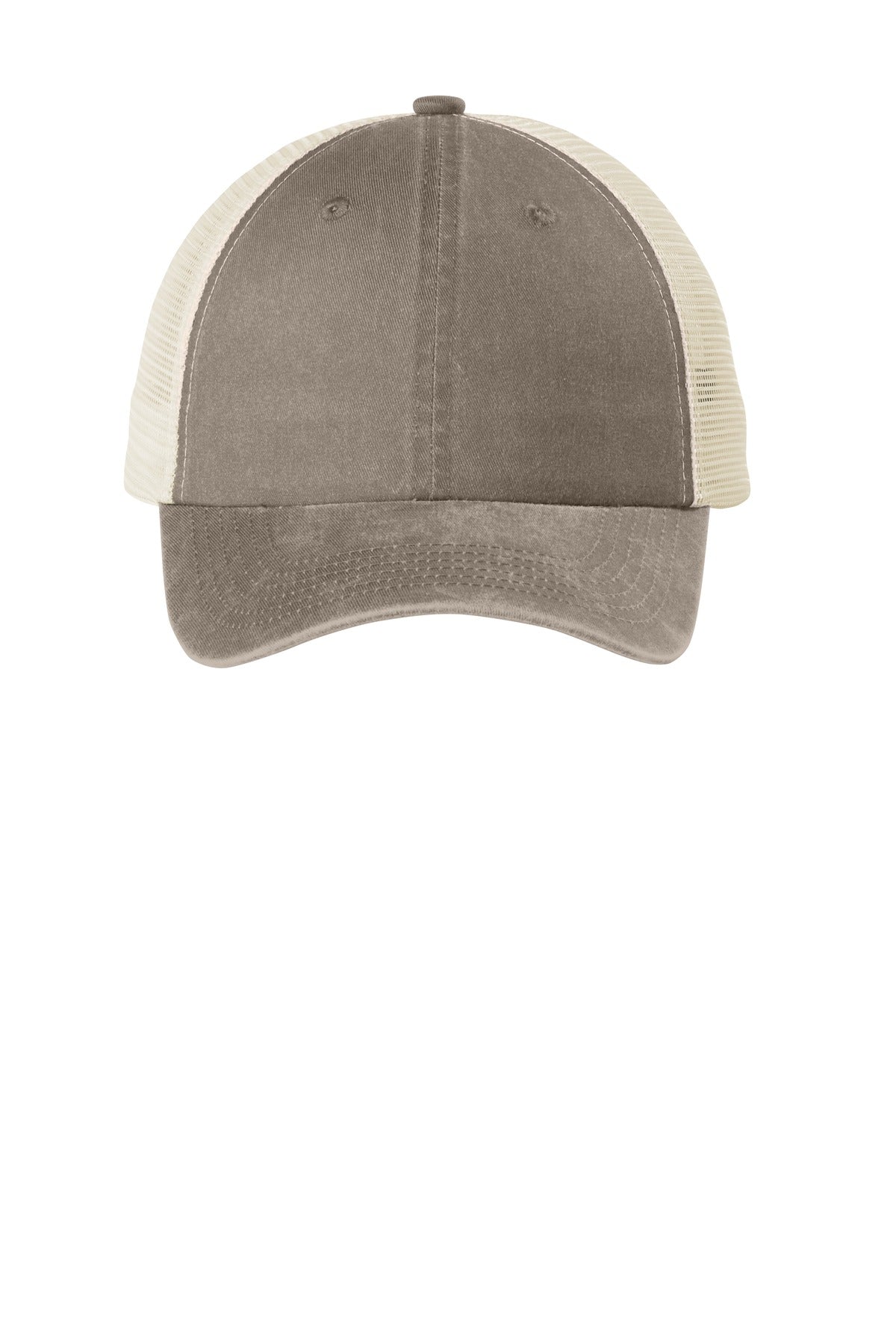 Custom logo Port Authority ® Beach Wash ® Mesh Back Cap. C943 in Taupe/ Stone