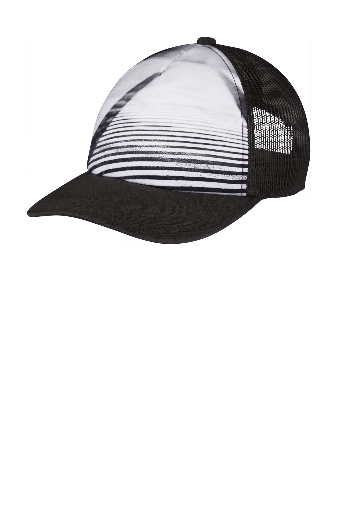 Custom logo Port Authority ® Photo Real Snapback Trucker Cap C950 in City Street