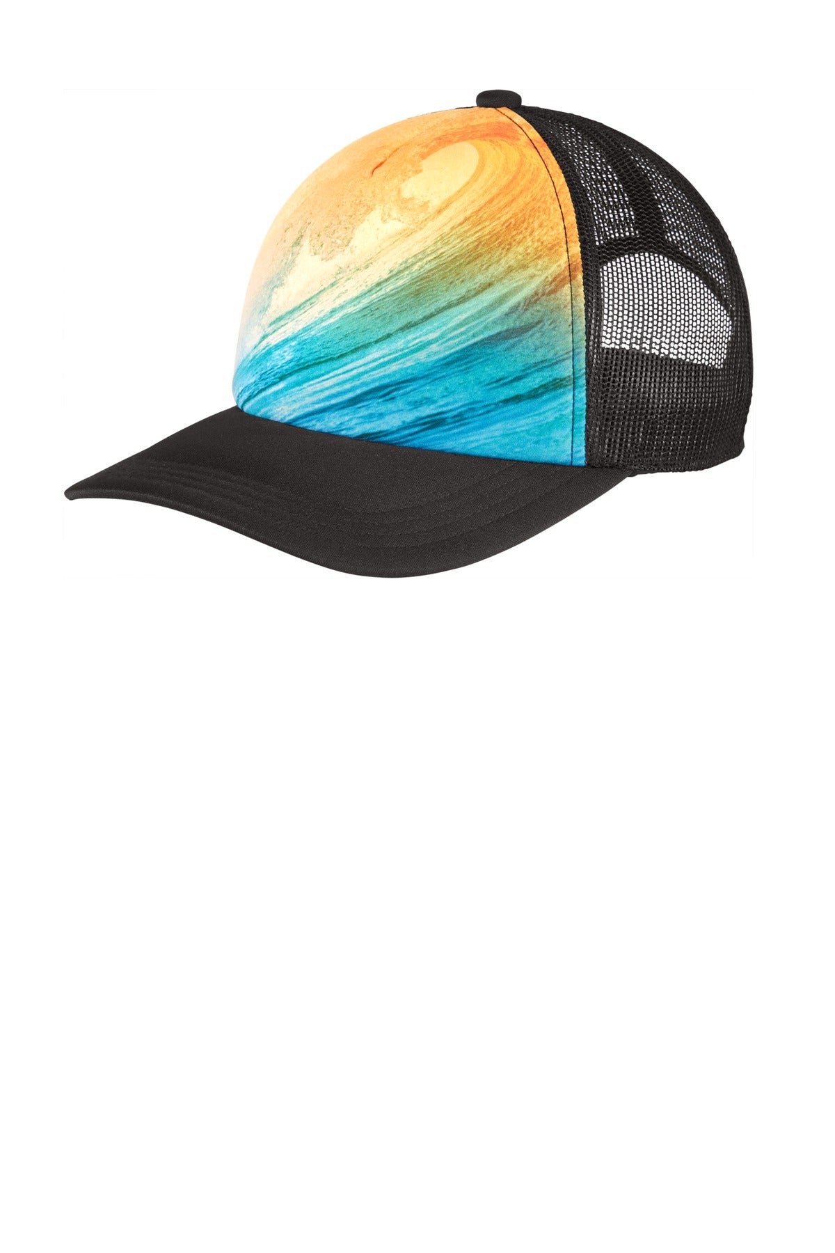 Custom logo Port Authority ® Photo Real Snapback Trucker Cap C950 in Wave
