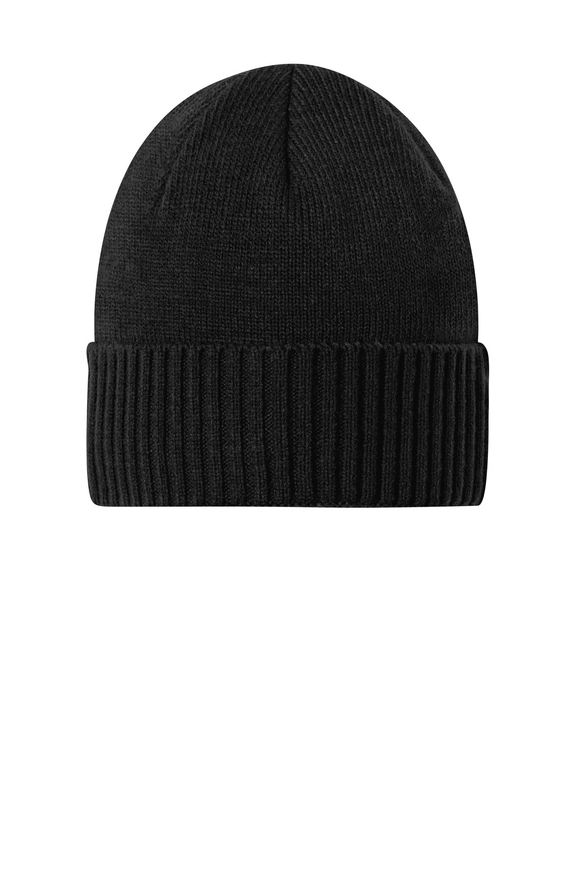 Custom logo Port Authority® Rib Knit Cuff Beanie C951 in Deep Black