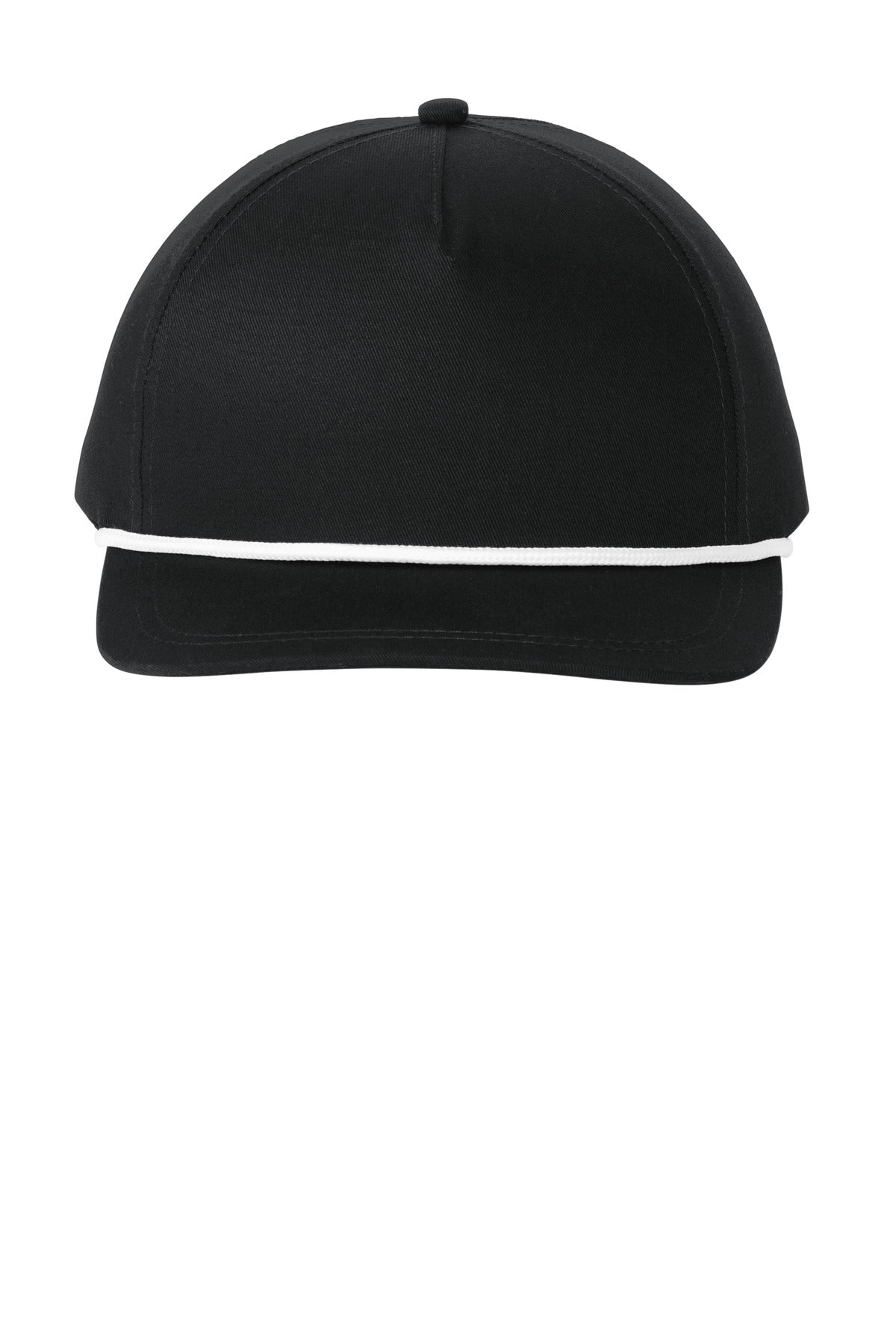 Custom logo Port Authority® Snapback Five-Panel Rope Cap C962 in Black/ White