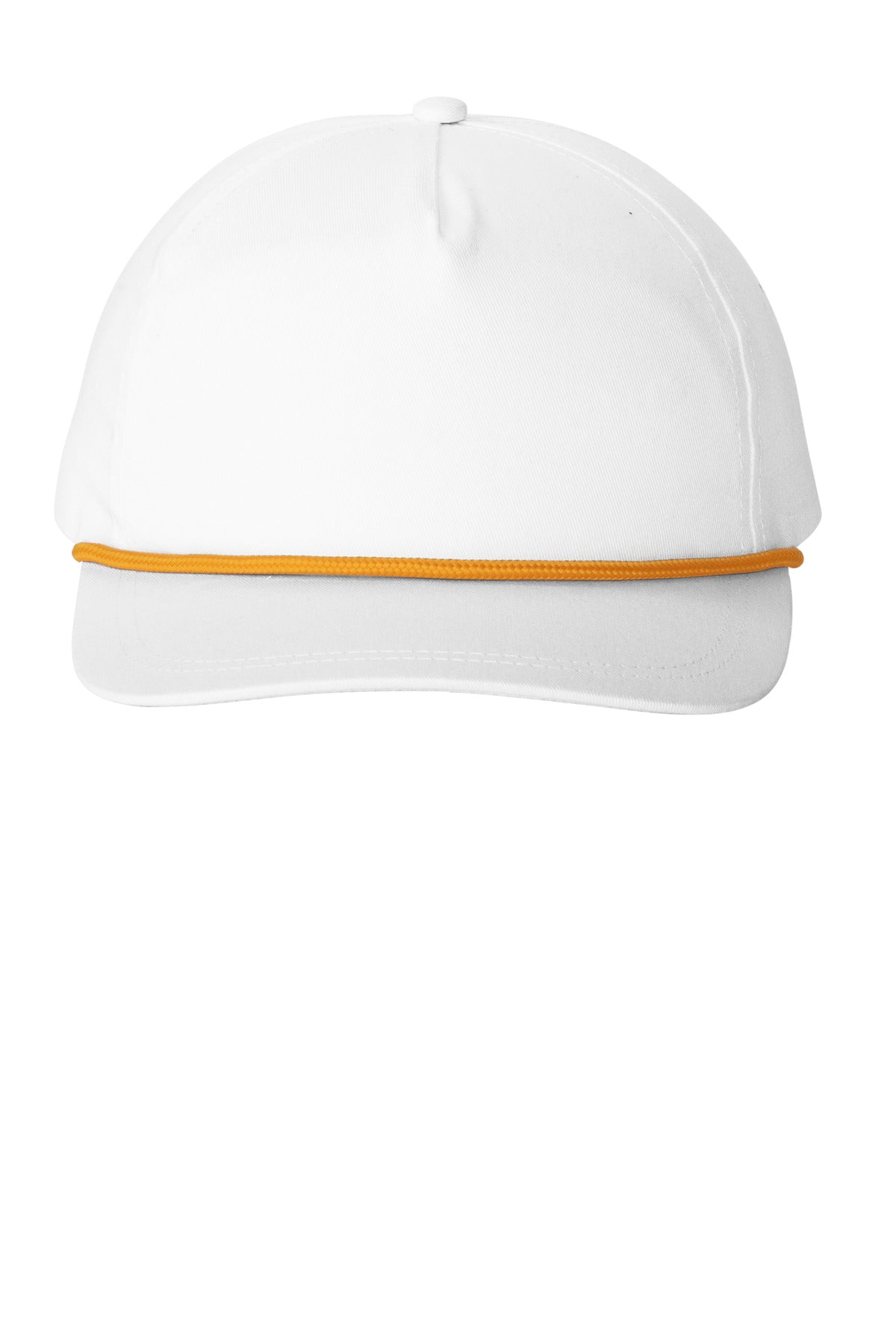 Custom logo Port Authority® Snapback Five-Panel Rope Cap C962 in White/ Athletic Gold