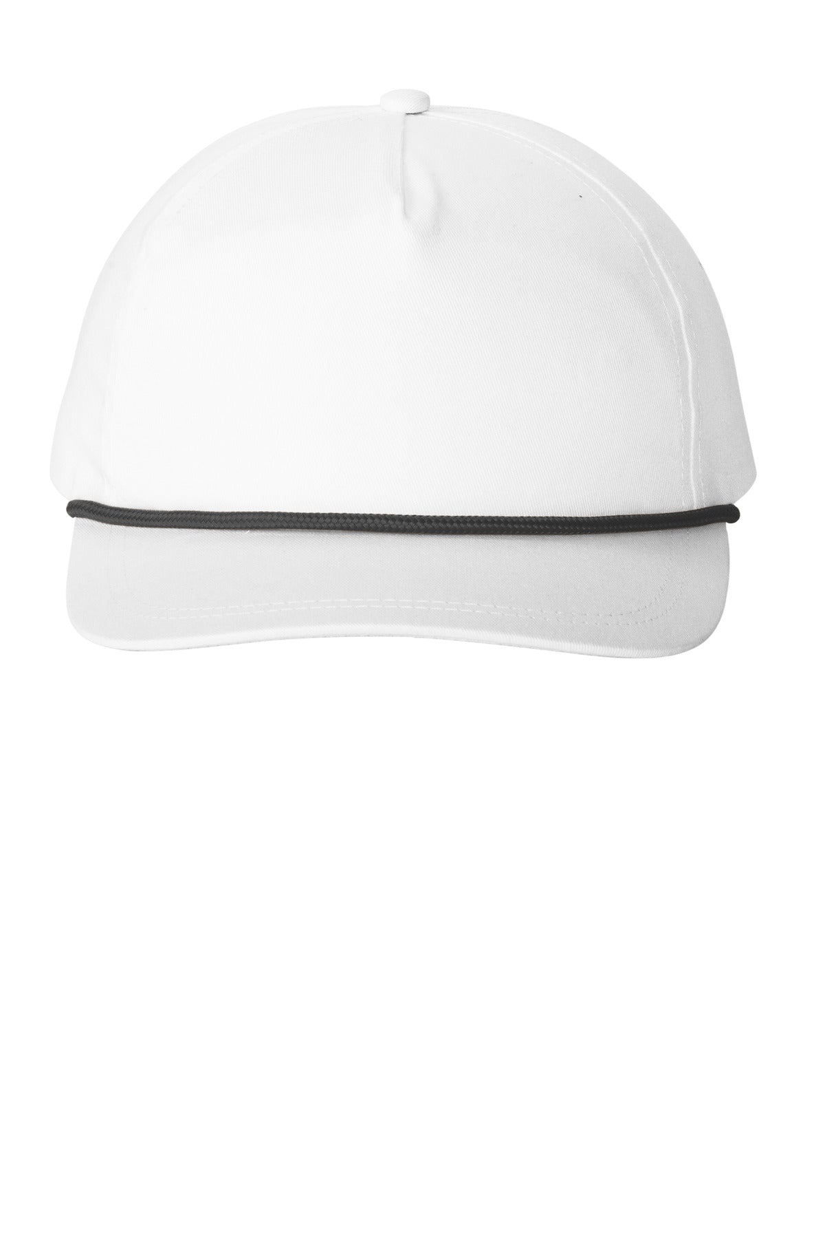 Custom logo Port Authority® Snapback Five-Panel Rope Cap C962 in White/ Black