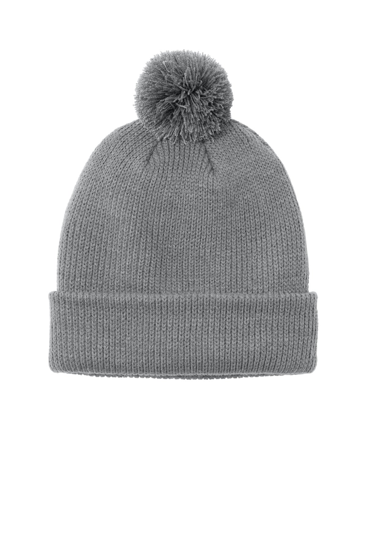 Custom logo Port Authority® Cozy Pom Beanie C978 in Gusty Grey