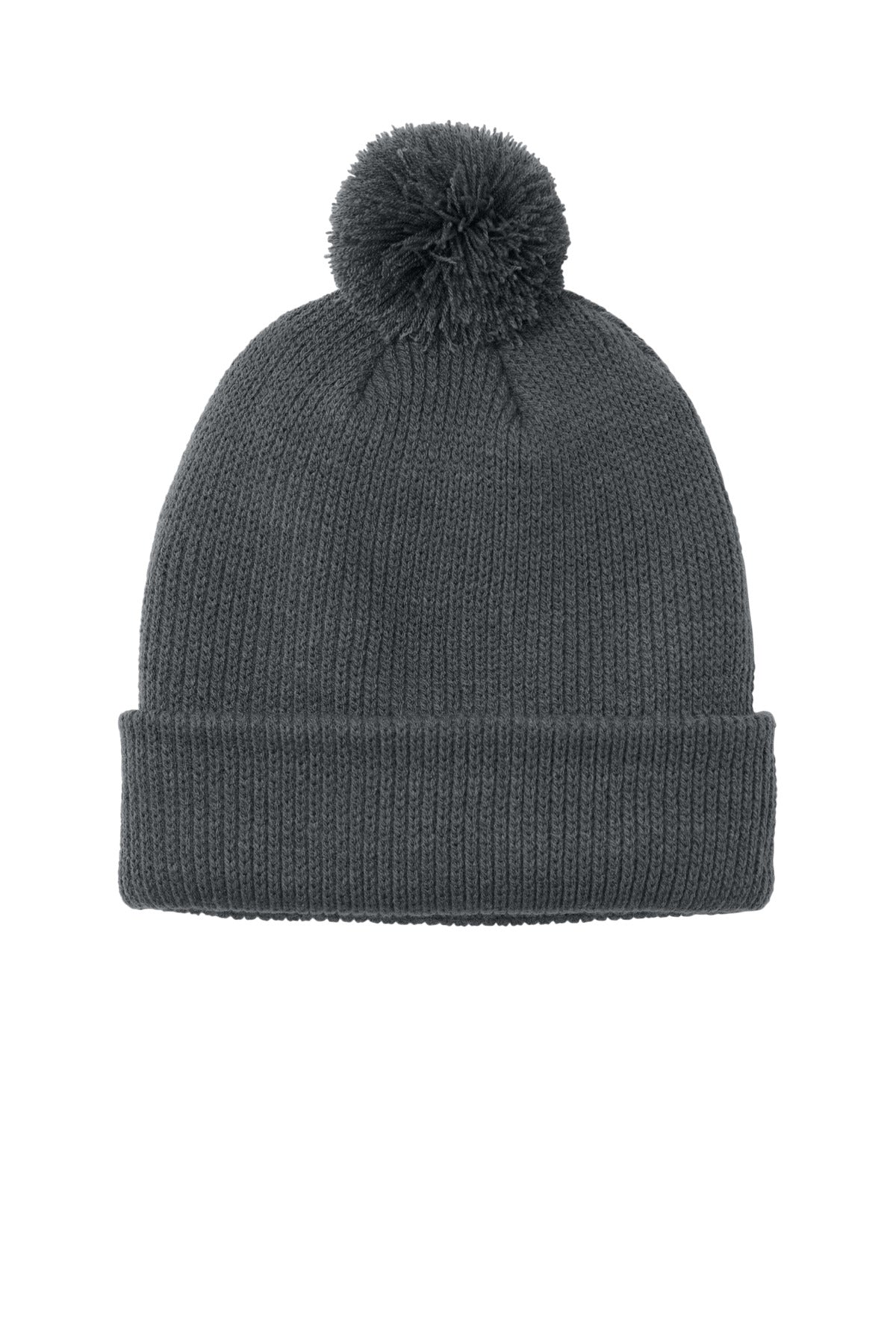 Custom logo Port Authority® Cozy Pom Beanie C978 in Storm Grey