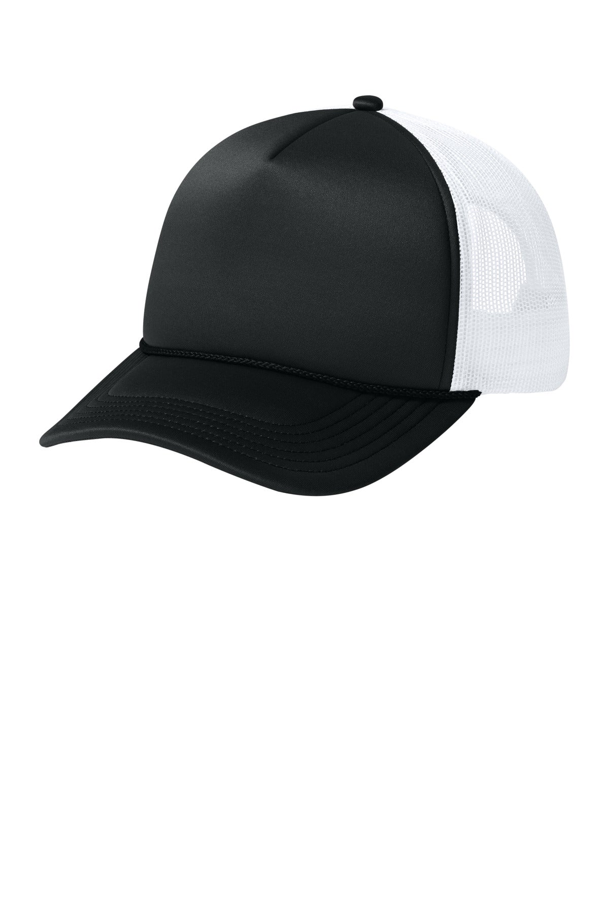 Custom logo Port Authority® Foam Truck'N Cap C993 in Deep Black/ Deep Black/ White