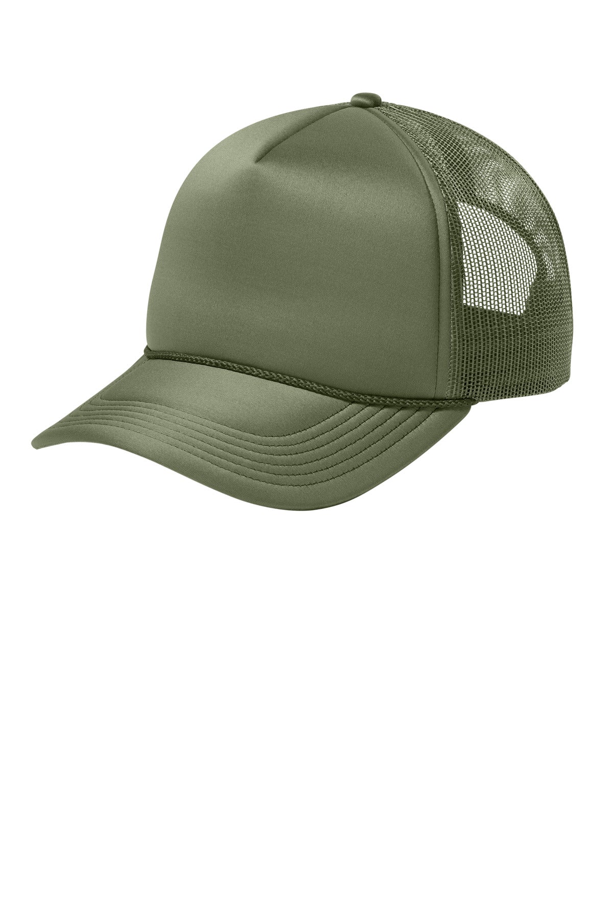 Custom logo Port Authority® Foam Truck'N Cap C993 in Olive Drab Green