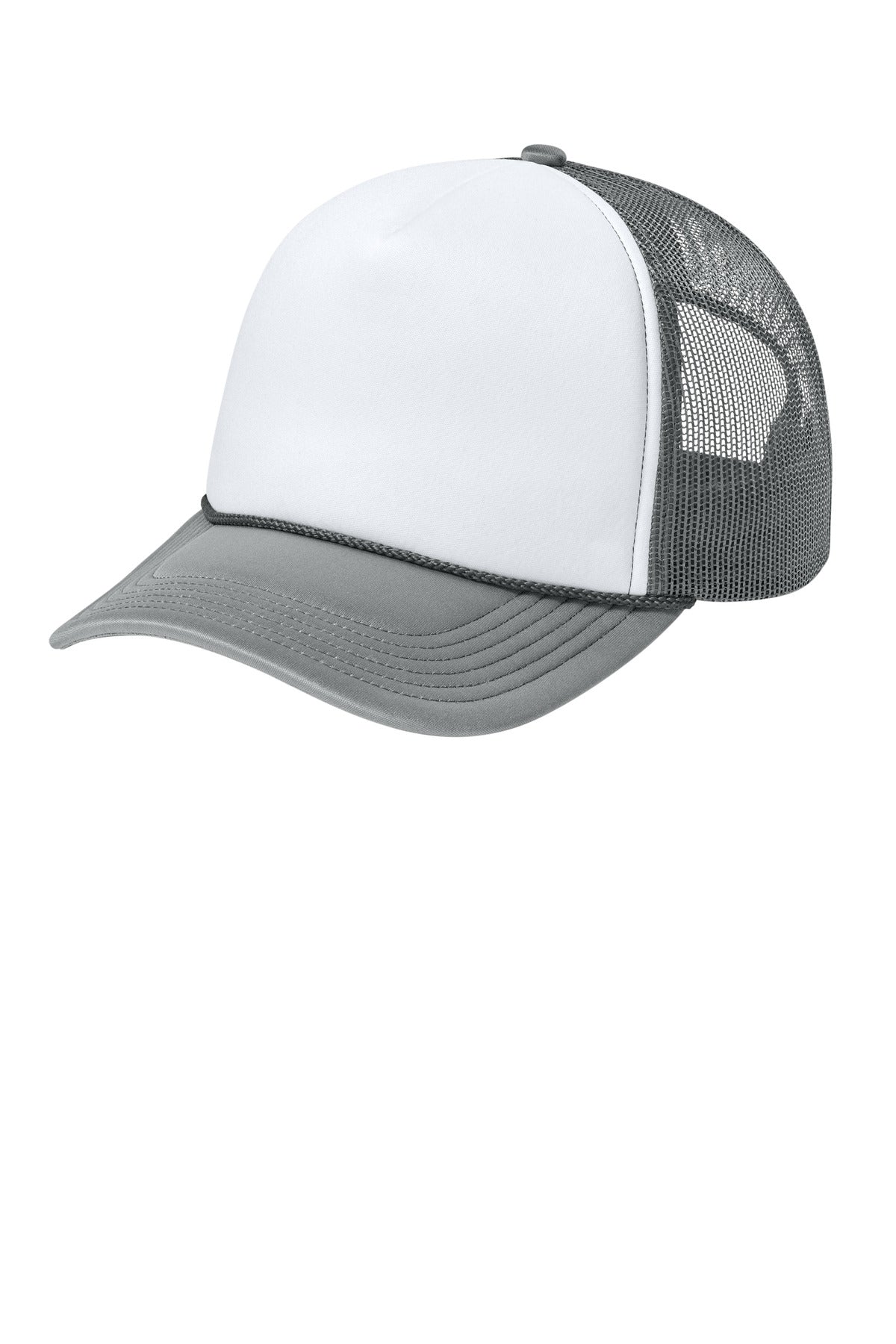 Custom logo Port Authority® Foam Truck'N Cap C993 in White/ Deep Smoke/ Deep Smoke
