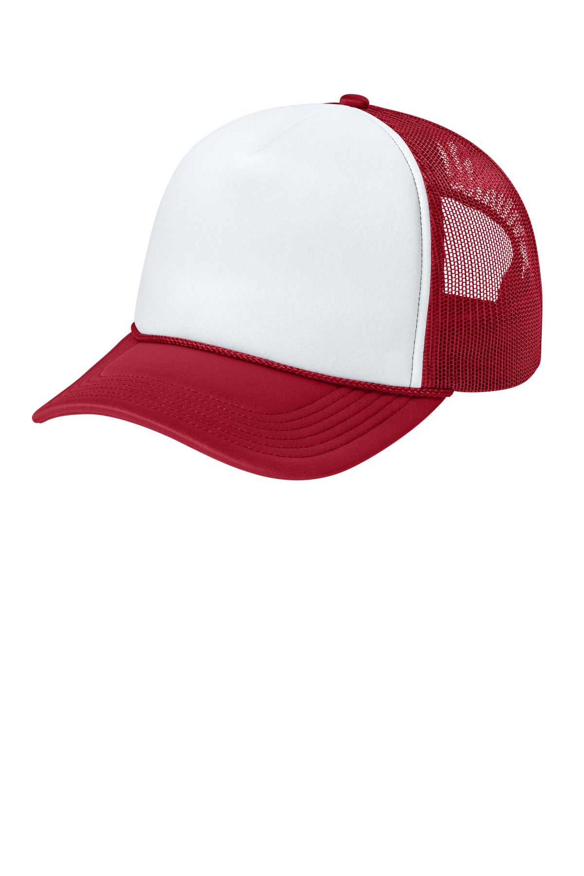 Custom logo Port Authority® Foam Truck'N Cap C993 in White/ Rich Red/ Rich Red