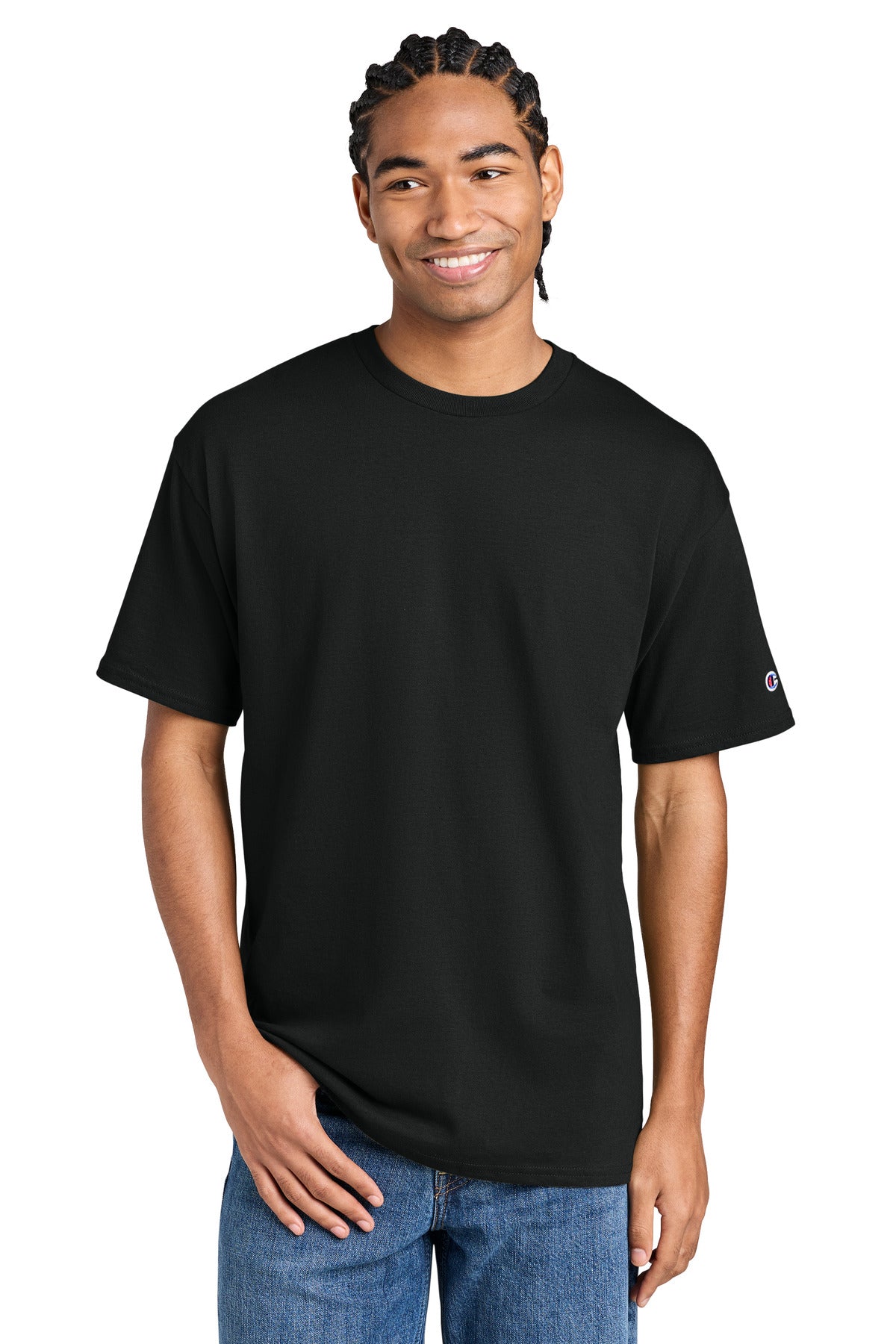 Custom logo Champion® Jersey Short Sleeve Tee CH1000 in Black