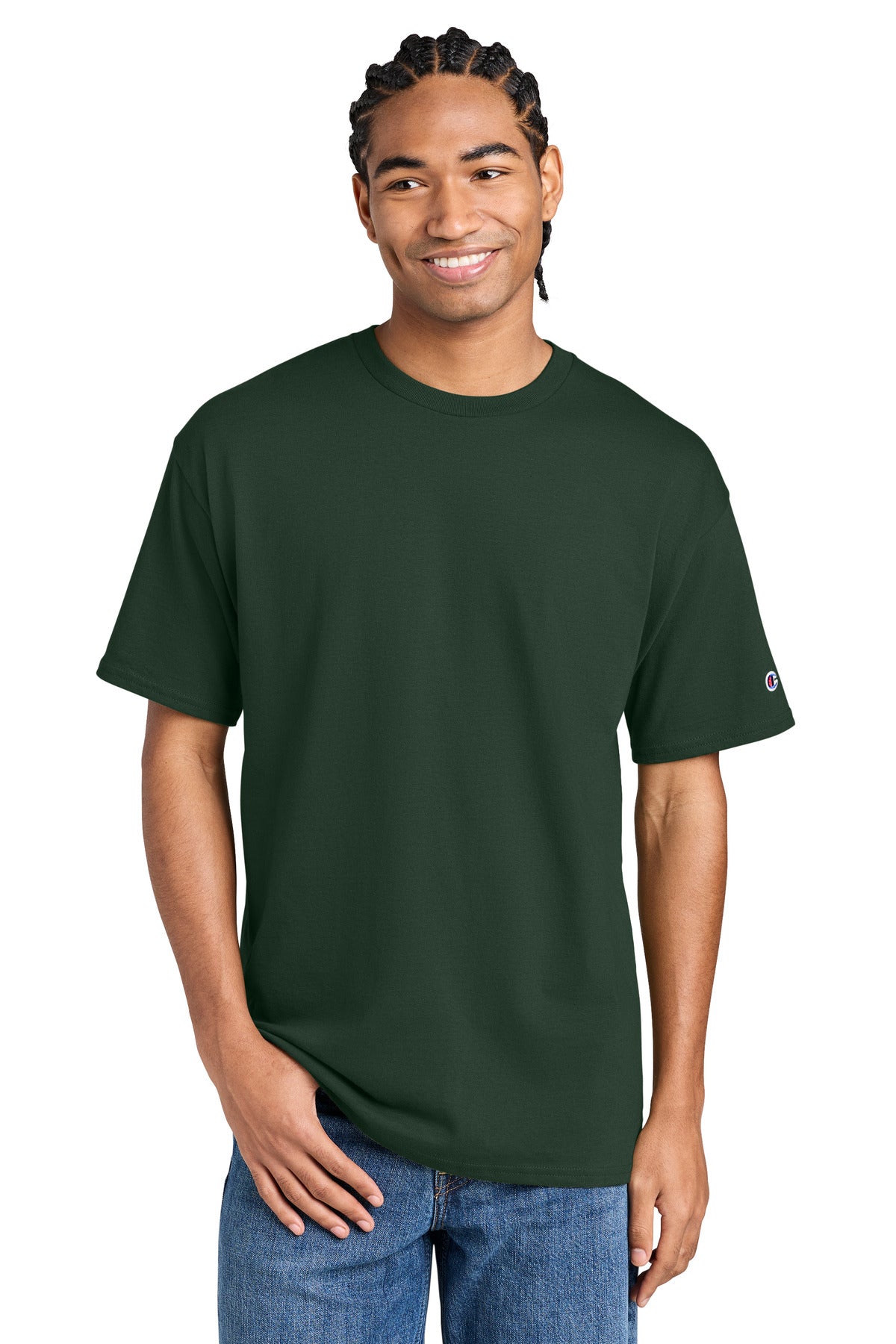 Custom logo Champion® Jersey Short Sleeve Tee CH1000 in Dark Green
