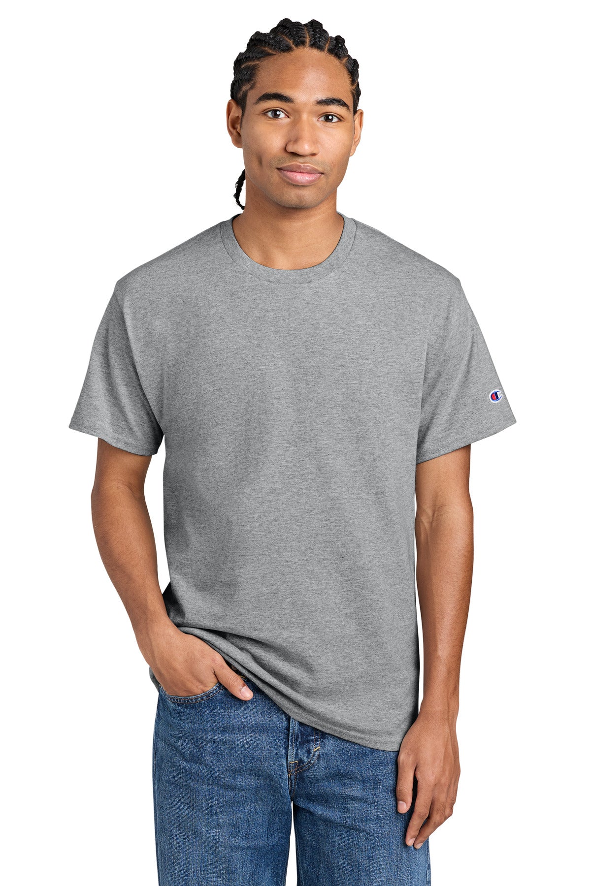 Custom logo Champion® Jersey Short Sleeve Tee CH1000 in Light Steel