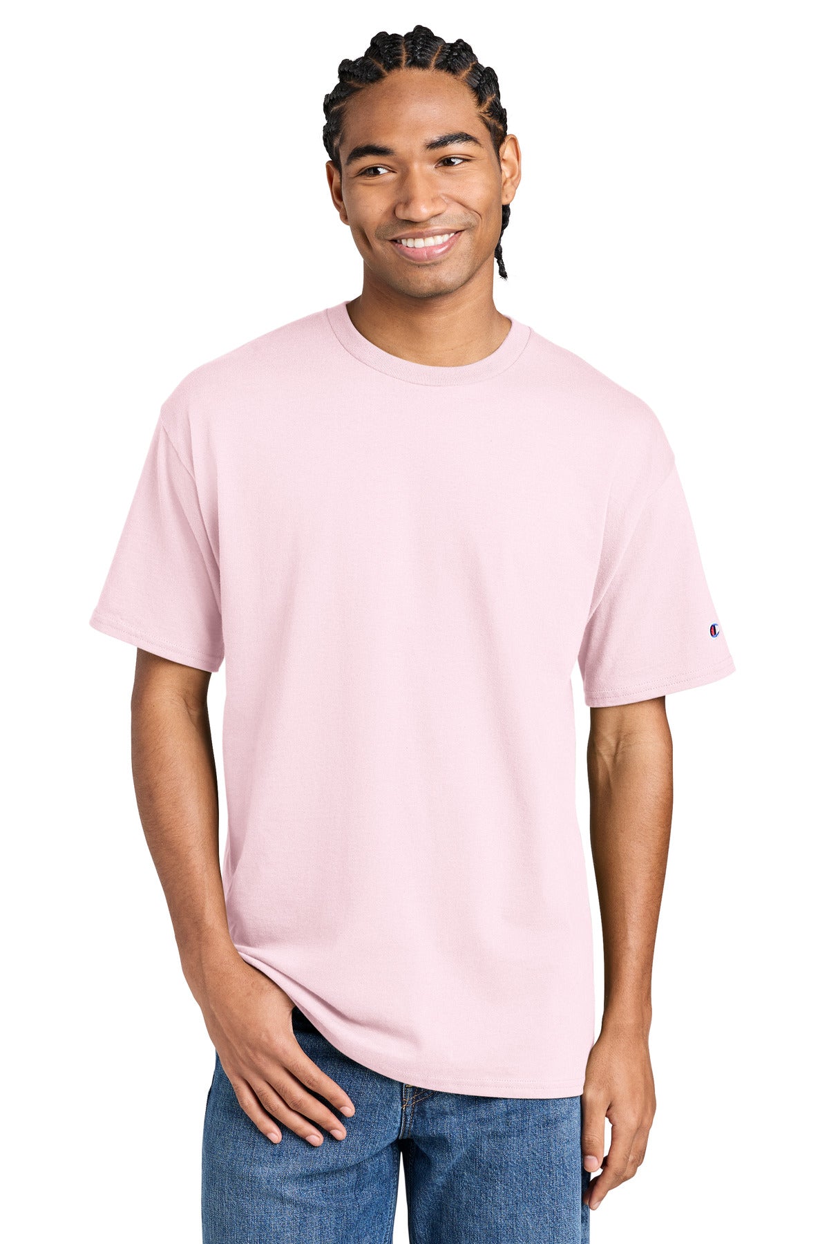 Custom logo Champion® Jersey Short Sleeve Tee CH1000 in Lilac Pink