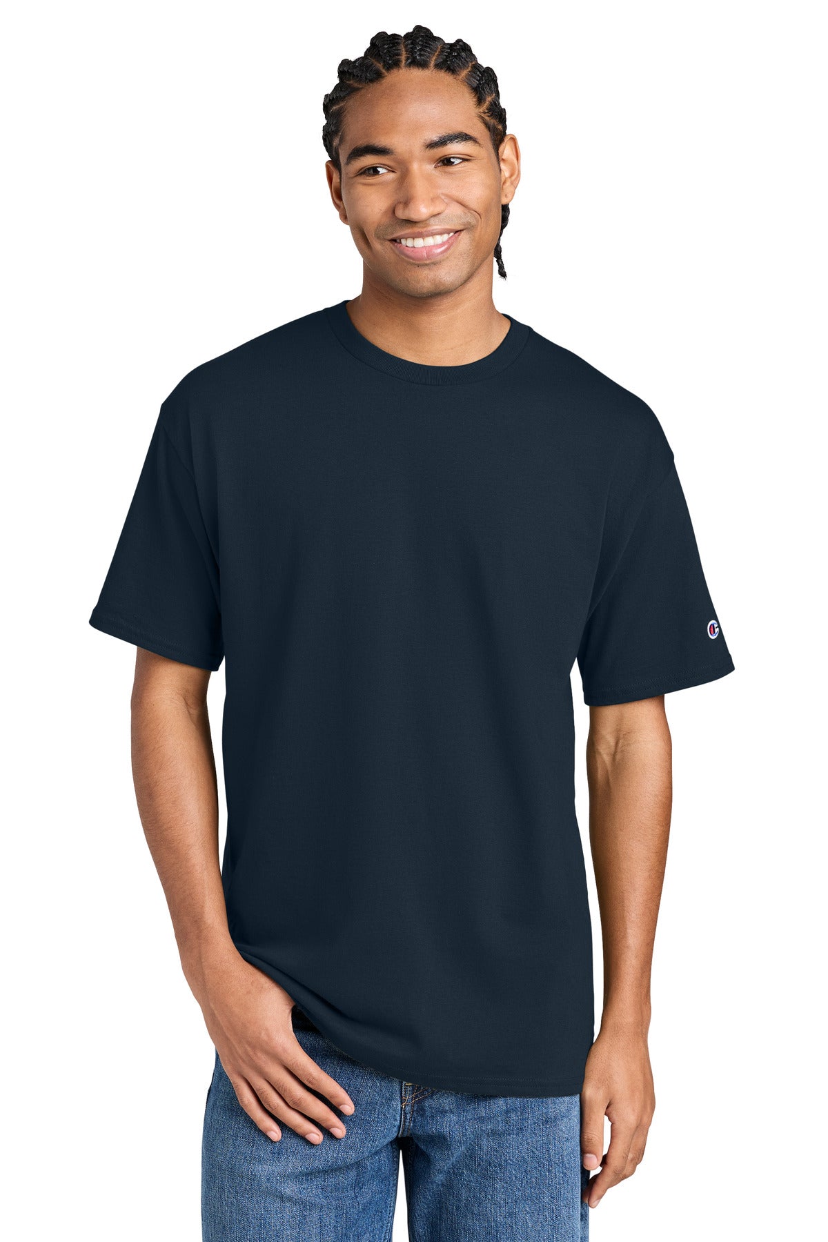 Custom logo Champion® Jersey Short Sleeve Tee CH1000 in Navy