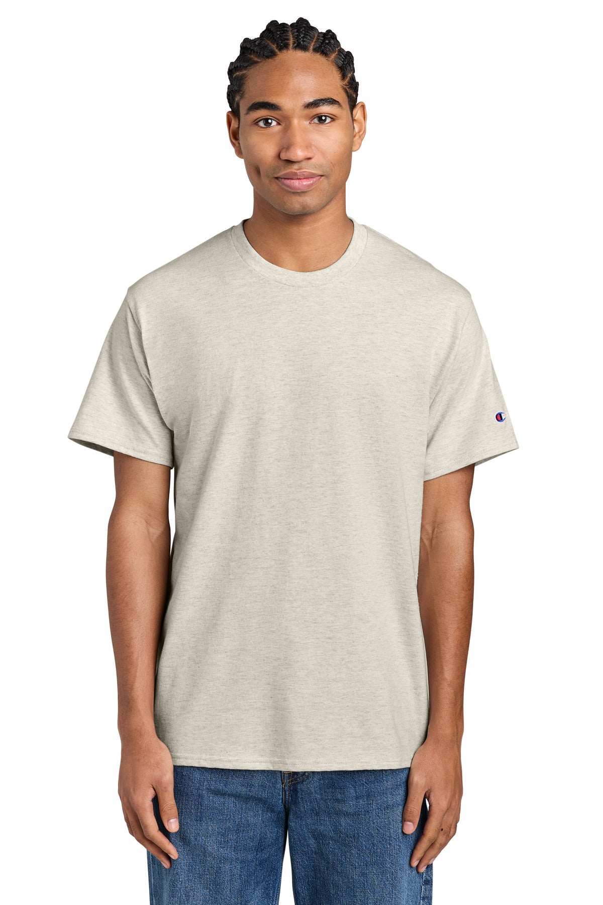 Custom logo Champion® Jersey Short Sleeve Tee CH1000 in Oatmeal Heather