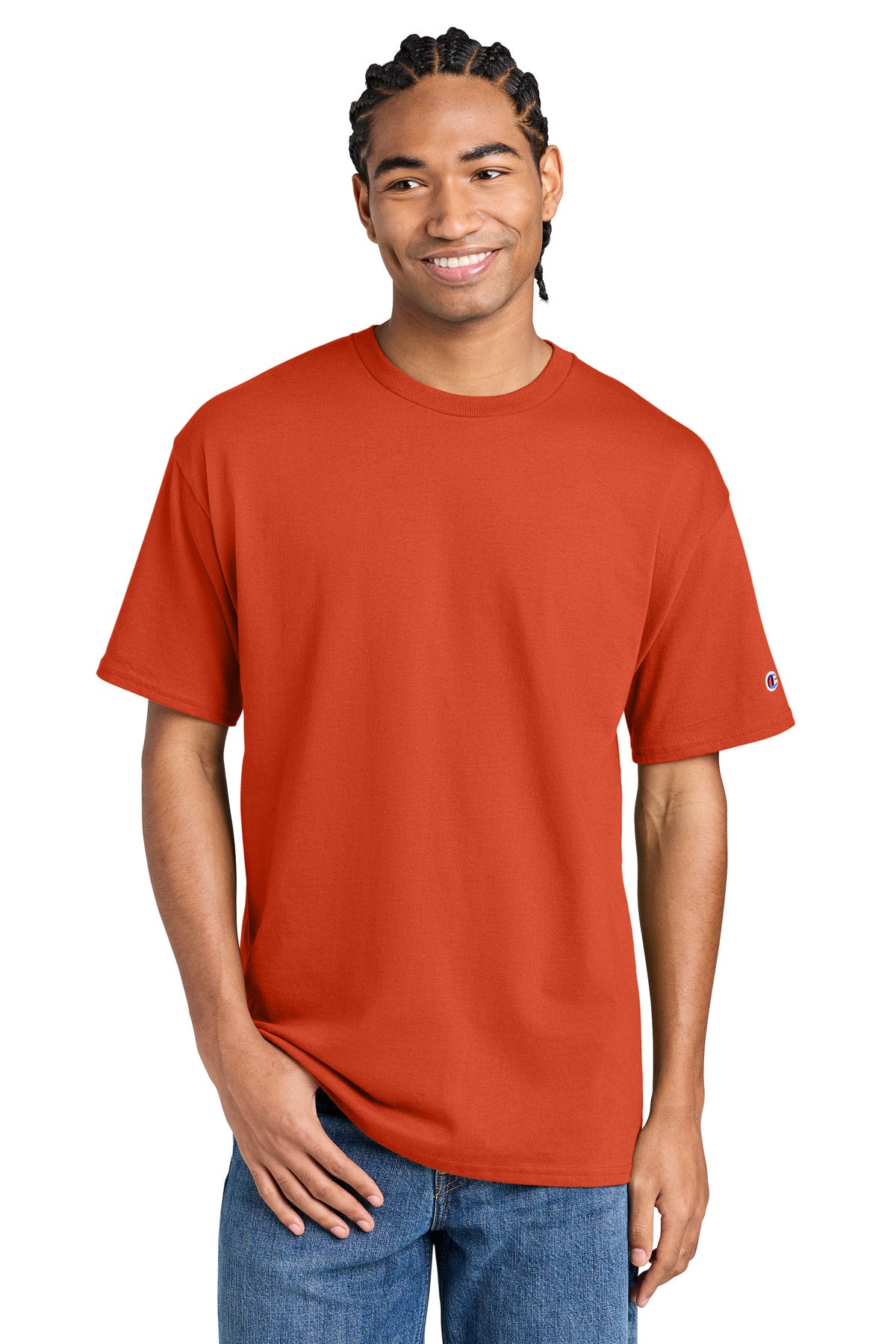 Custom logo Champion® Jersey Short Sleeve Tee CH1000 in Orange