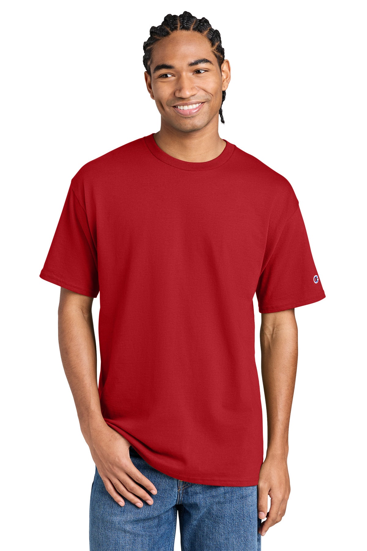 Custom logo Champion® Jersey Short Sleeve Tee CH1000 in Red