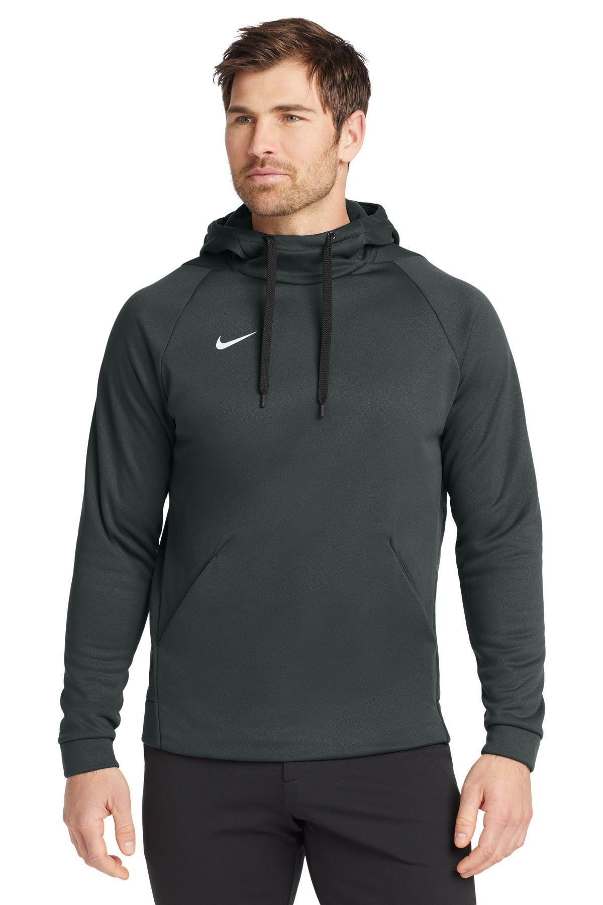 Custom logo Nike Therma-FIT Pullover Fleece Hoodie  CN9473 in Team Anthracite