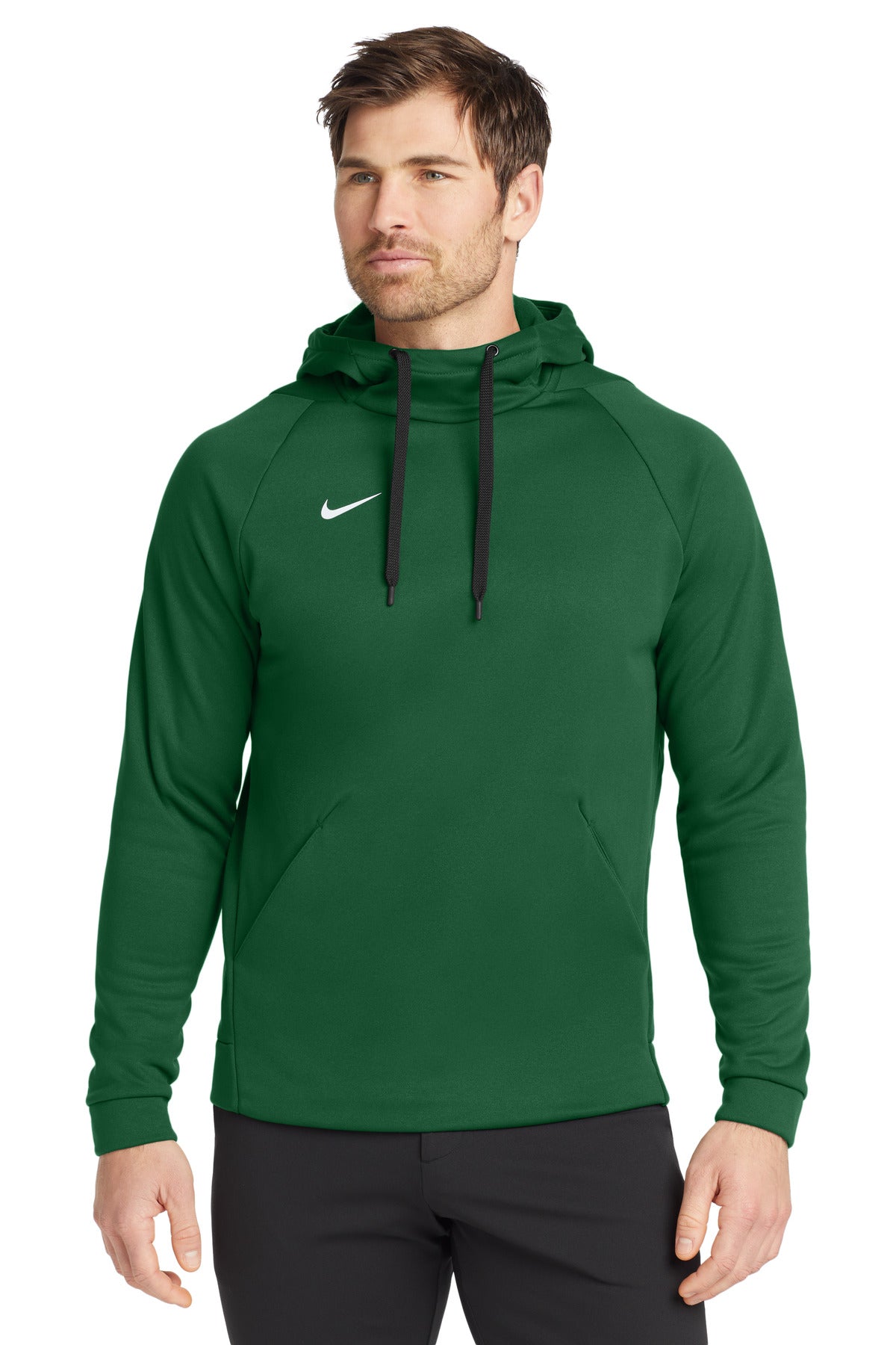 Custom logo Nike Therma-FIT Pullover Fleece Hoodie  CN9473 in Team Dark Green