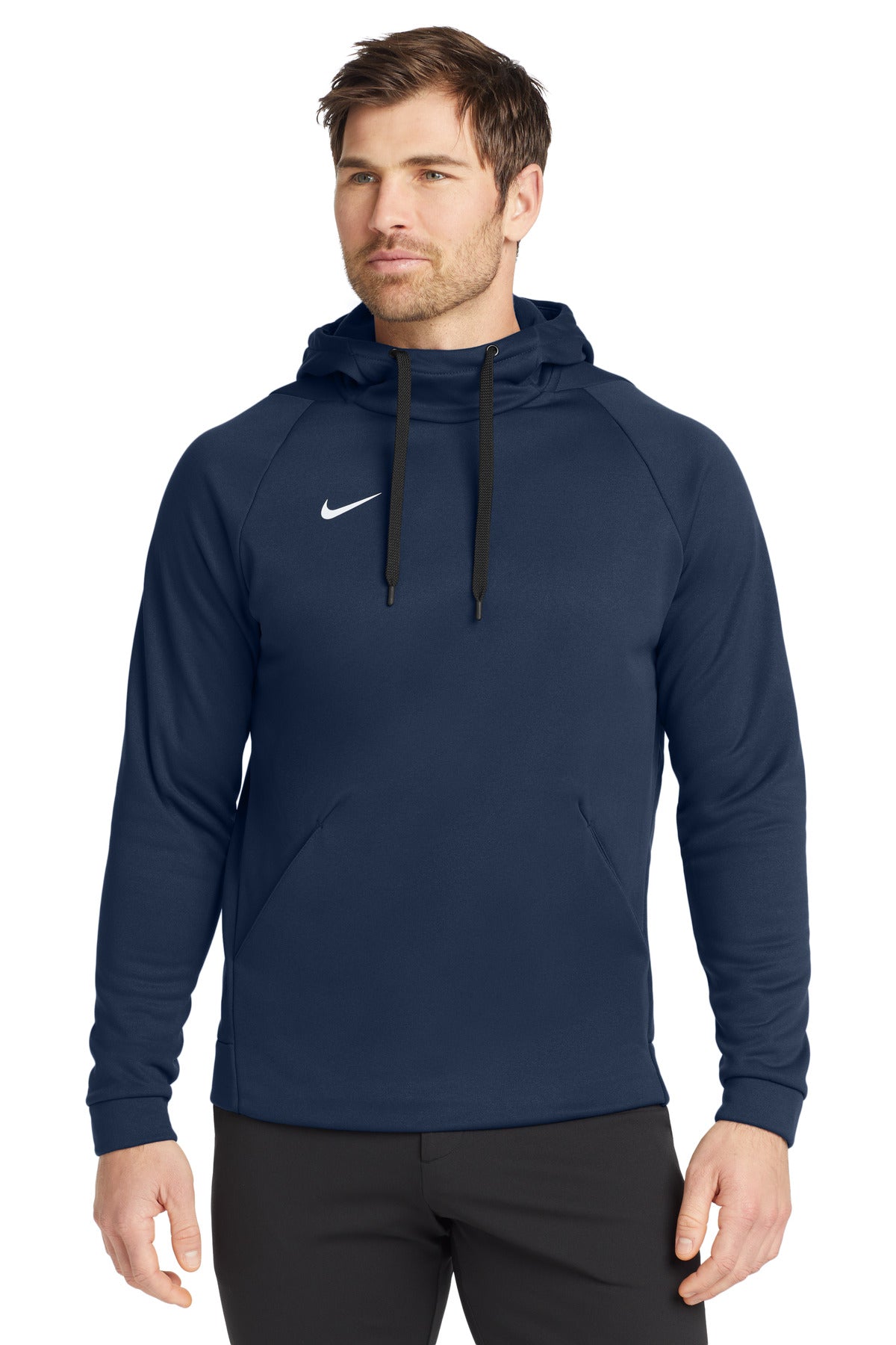 Custom logo Nike Therma-FIT Pullover Fleece Hoodie  CN9473 in Team Navy
