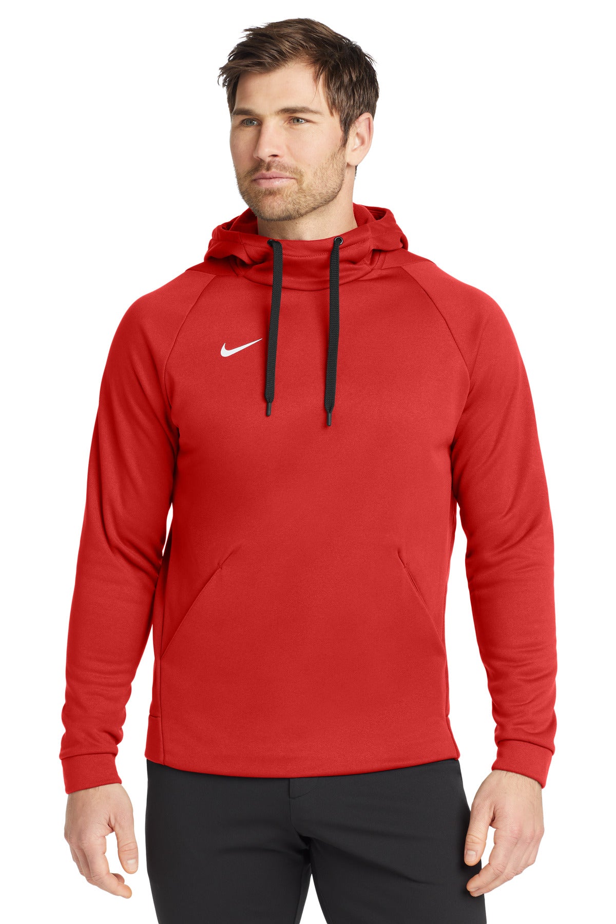 Custom logo Nike Therma-FIT Pullover Fleece Hoodie  CN9473 in Team Scarlet