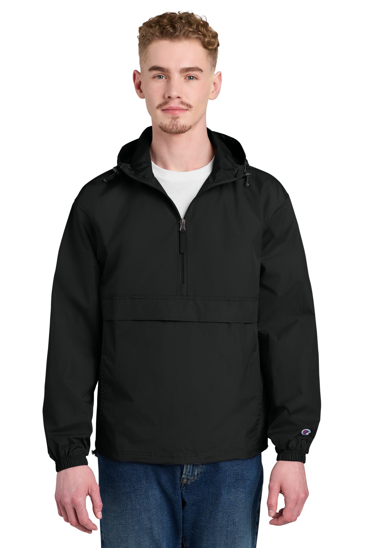 Custom logo Champion® Packable Anorak Jacket CO200 in Black