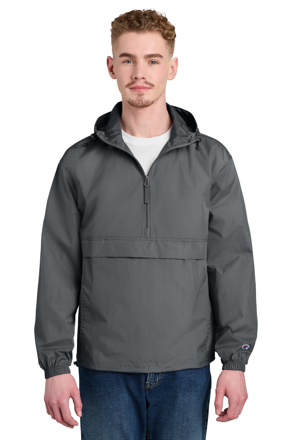Custom logo Champion® Packable Anorak Jacket CO200 in Graphite
