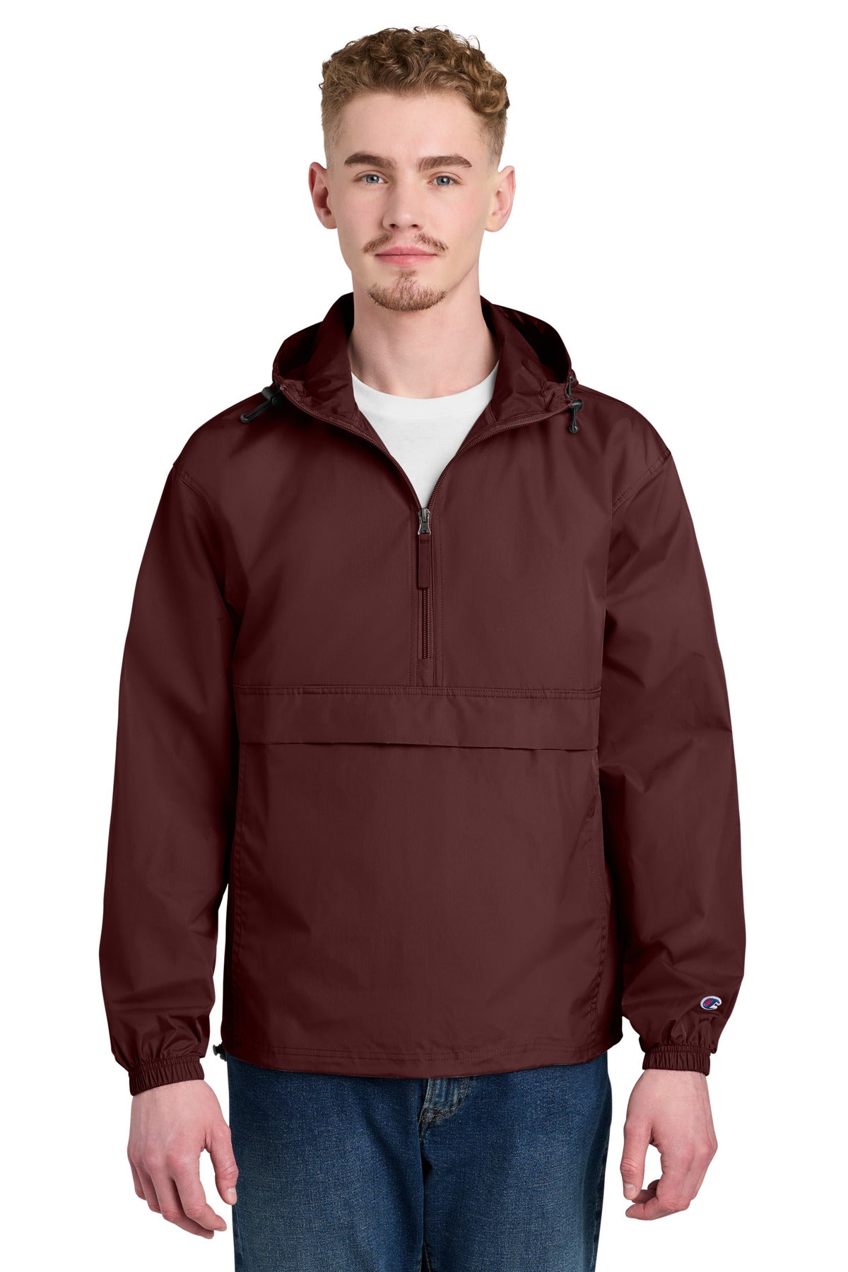 Custom logo Champion® Packable Anorak Jacket CO200 in Maroon